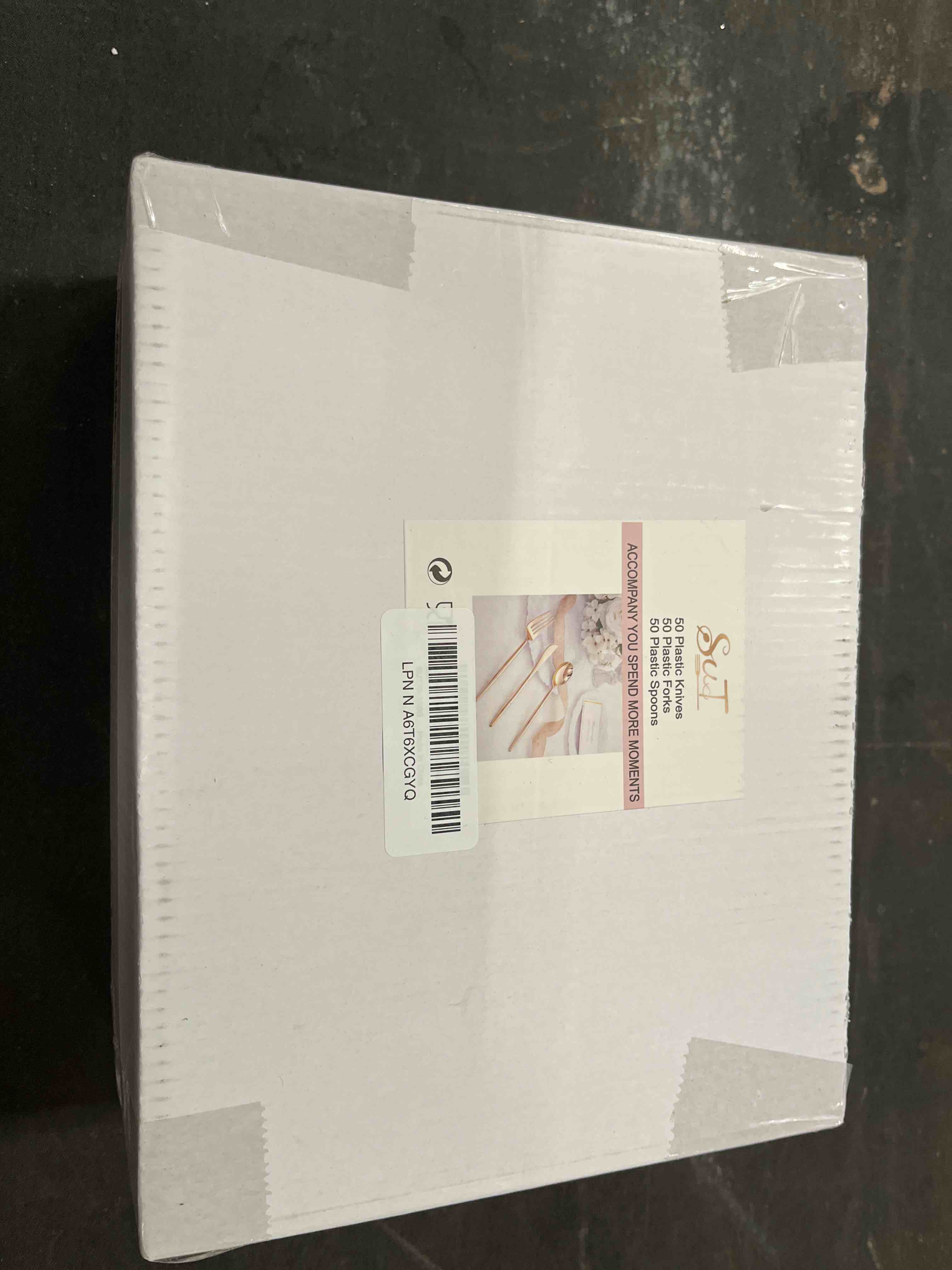 Condition photo showing Good Condition for sut 150pcs gold plastic silverware, plastic utensils,gold silverware disposable,disposable utensils heavy duty,plastic cutlery set,includes:50 knives, forks and spoons for party, birthday,wedding