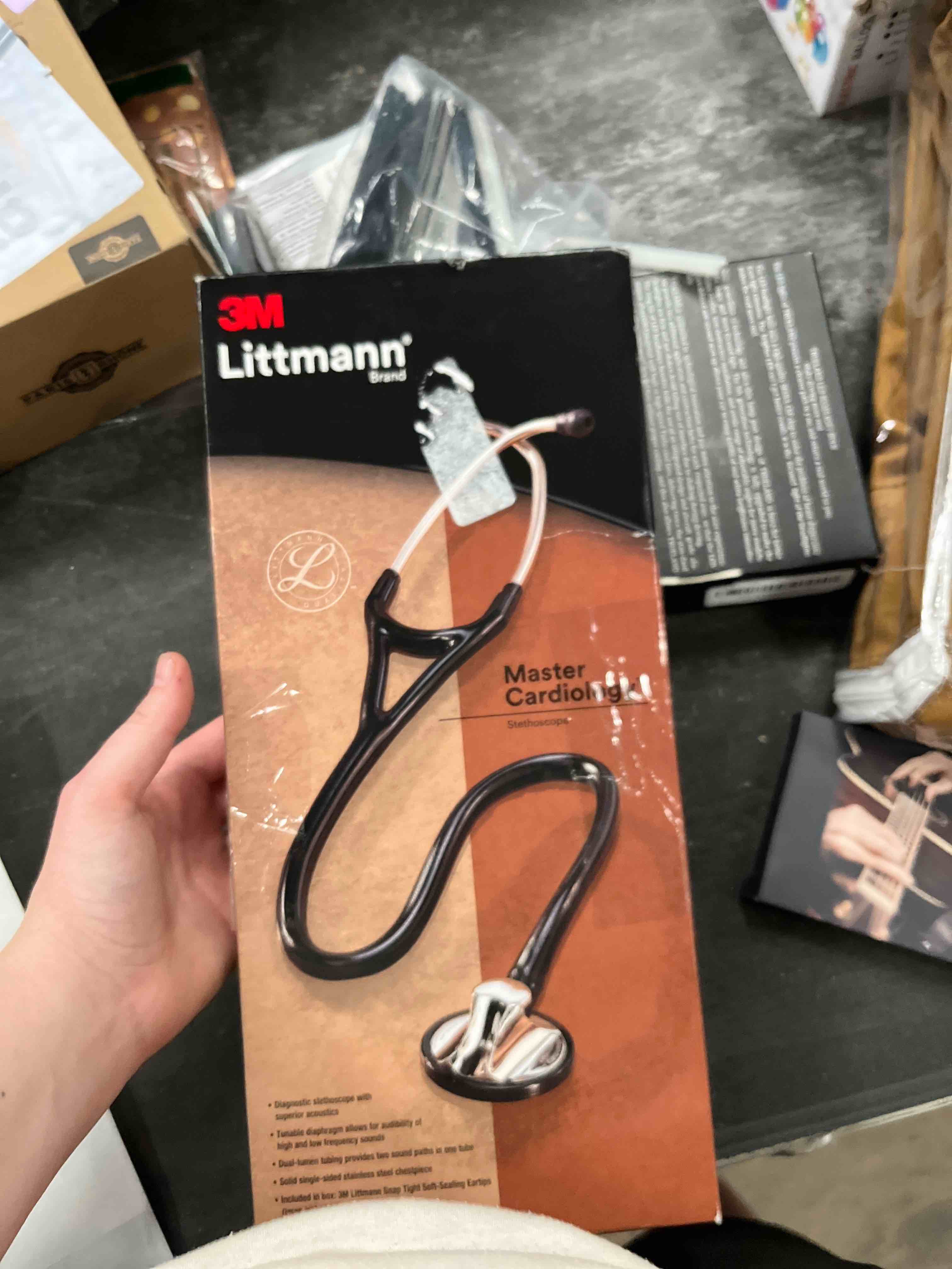Condition photo showing Good Condition for 3m littmann master cardiology stethoscope, 2175, stainless steel brass-finish chestpiece, 27" black tube black tube stainless steel brass finish