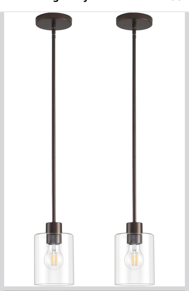 WISBEAM Brushed Nickel Pendant Lighting Fixture, Kitchen Island Hanging Lights with E26 Medium Base 