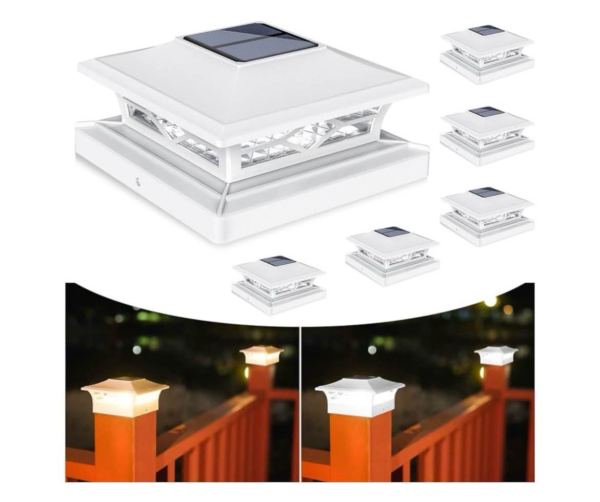volisun solar post cap lights: 6 - pack outdoor deck post cap lights white for dock fence waterproof