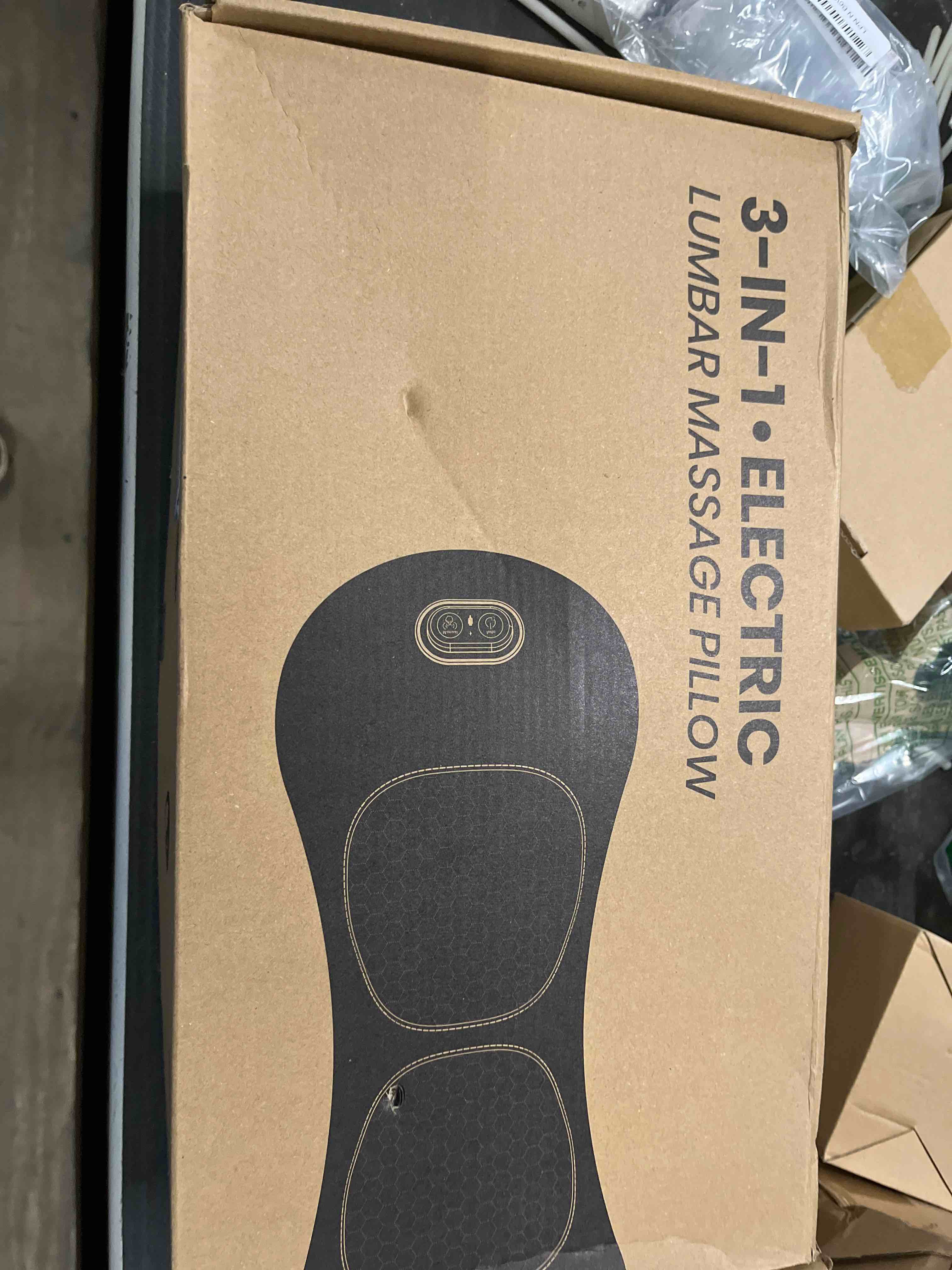 Condition photo showing Good Condition for triple fusion back massager with stretching, vibration and heat, 3-in-1 electric lumbar pillow for l