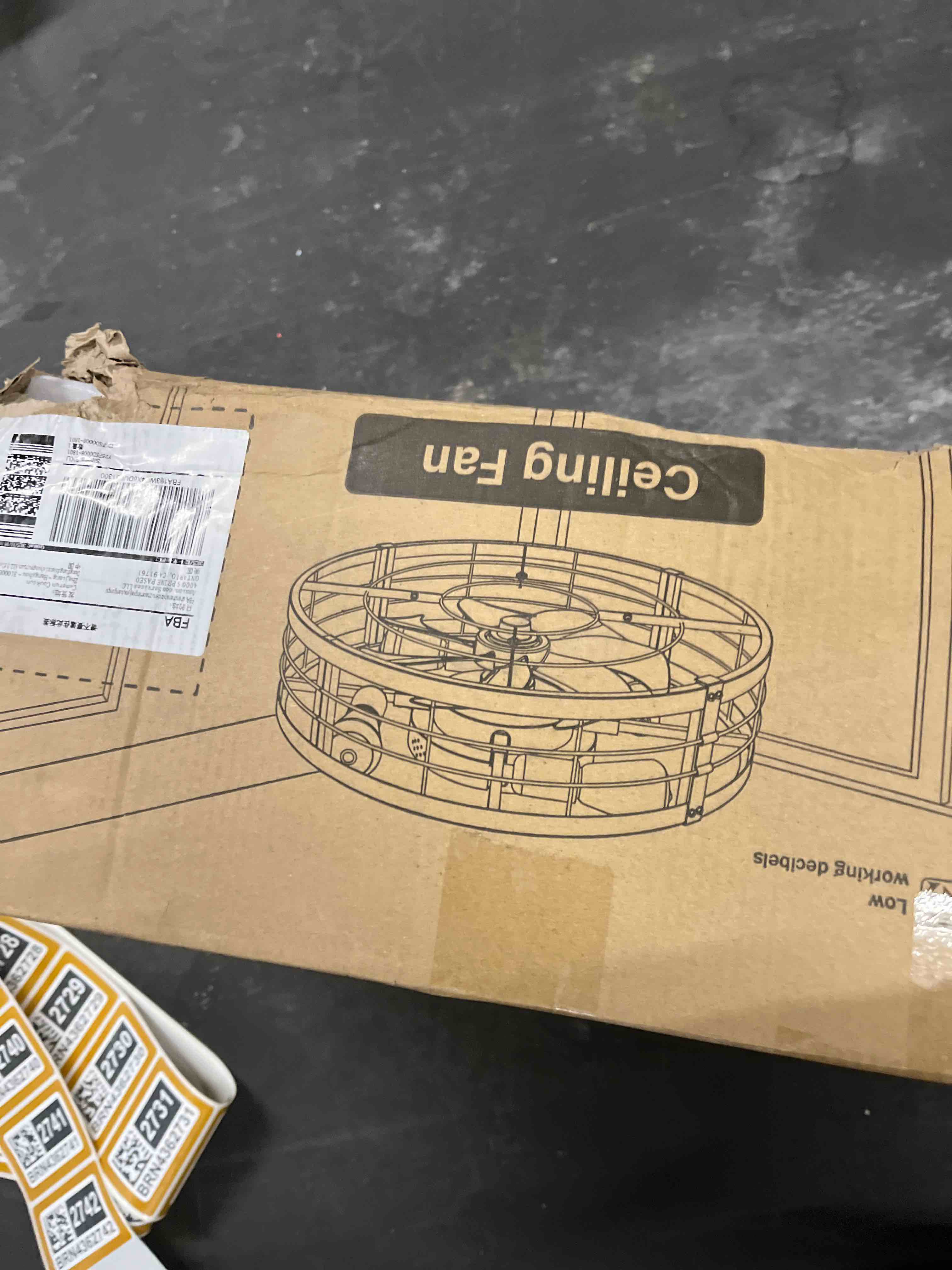 Condition photo showing Good Condition for lediary 20" caged ceiling fan with light and remote, low profile flush mount fandelier, black bladel