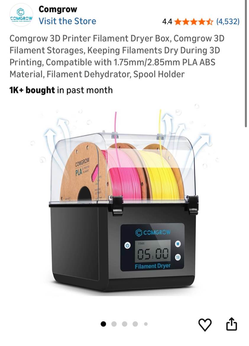 comgrow 3d printer filament dryer box, comgrow 3d filament storages, keeping filaments dry during 3d