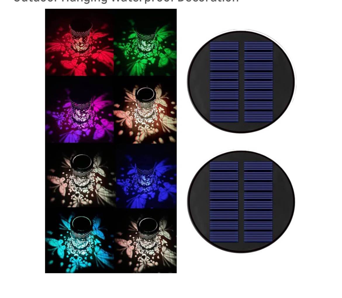 EDOF 2 Packs 8 Color Solar Lights Replacement Top(Top Size 3.74 inch,Bottom Size 2.83 inch),Garden G