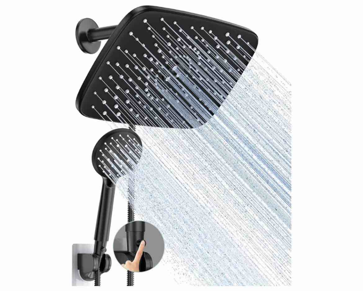 veken 11.8" rain shower head with handheld, high pressure handheld shower with multi spray modes, ra