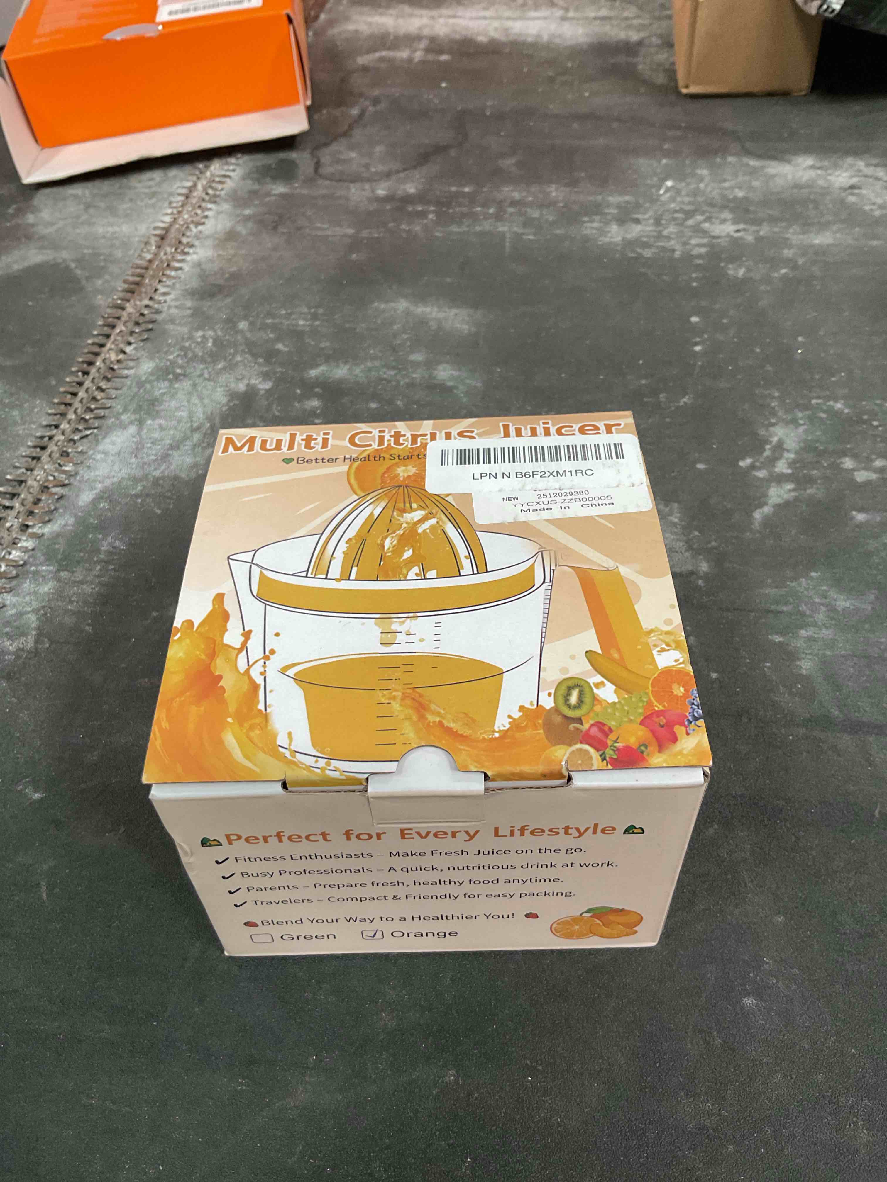 Condition photo showing Good Condition for lemon squeezer 4-in-1 lemon hand juicer - chefville manual orange juicer multifunctional lemons lime squeezer, citrus juicers press fruit with detachable comfortable handle, 16.9oz capacity (orange)