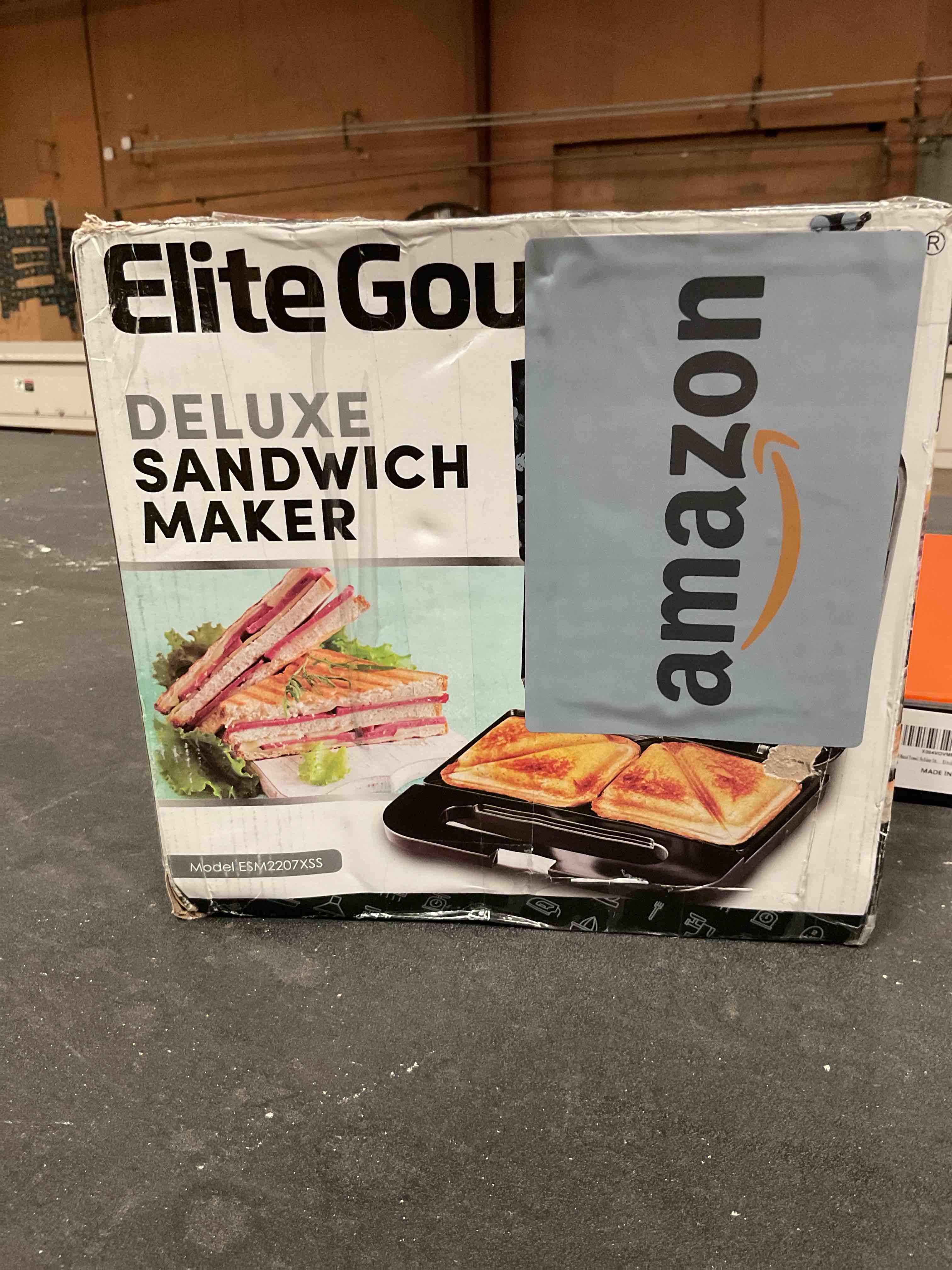 elite gourmet esm2207xss sandwich panini maker grilled cheese, machine tuna melt omelets non-stick cooking surface, 2 slice, 750 watts, stainless steel