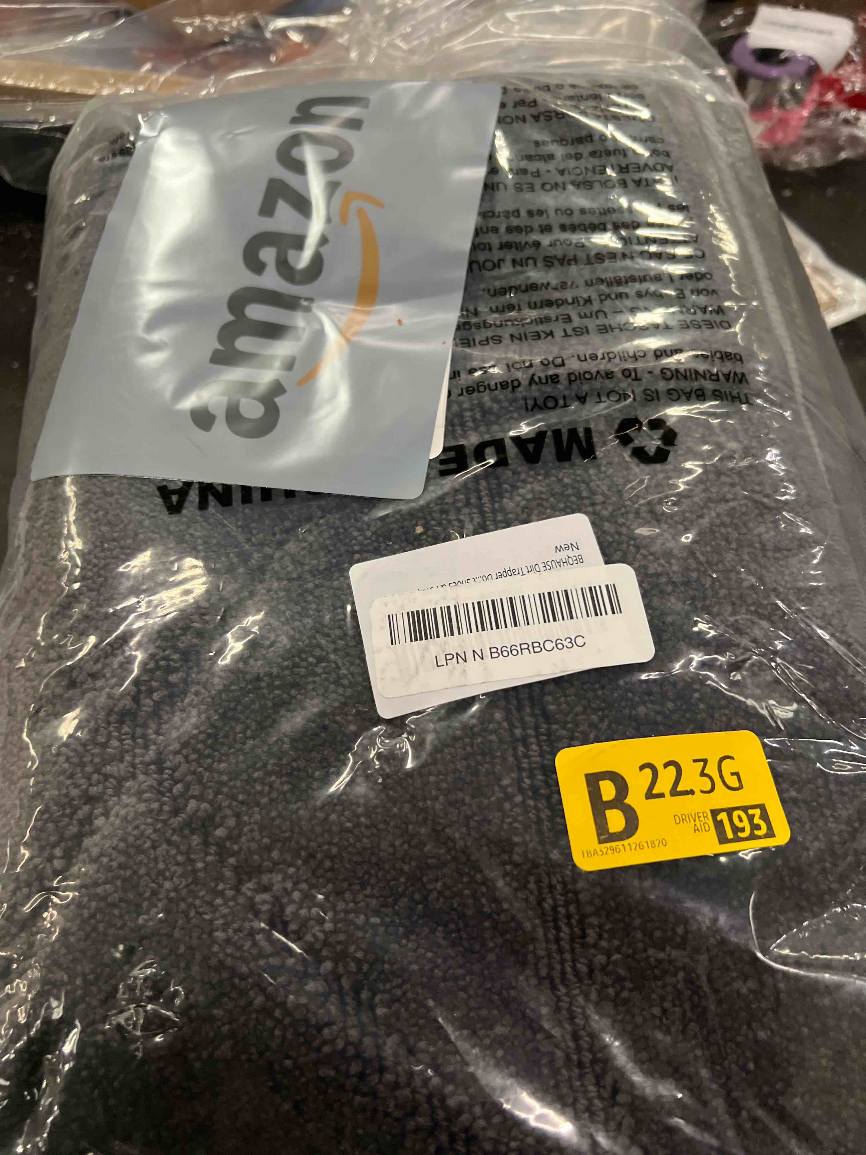 Condition photo showing Good Condition for beqhause dirt trapper door mat 32" x 48", doormat non-slip entryway rugs washable, dog door mat stain resistant and absorbent welcome floor mat for front back door, mud wet shoes & paws, dark grey dark grey 32" x 48" (rectangular)