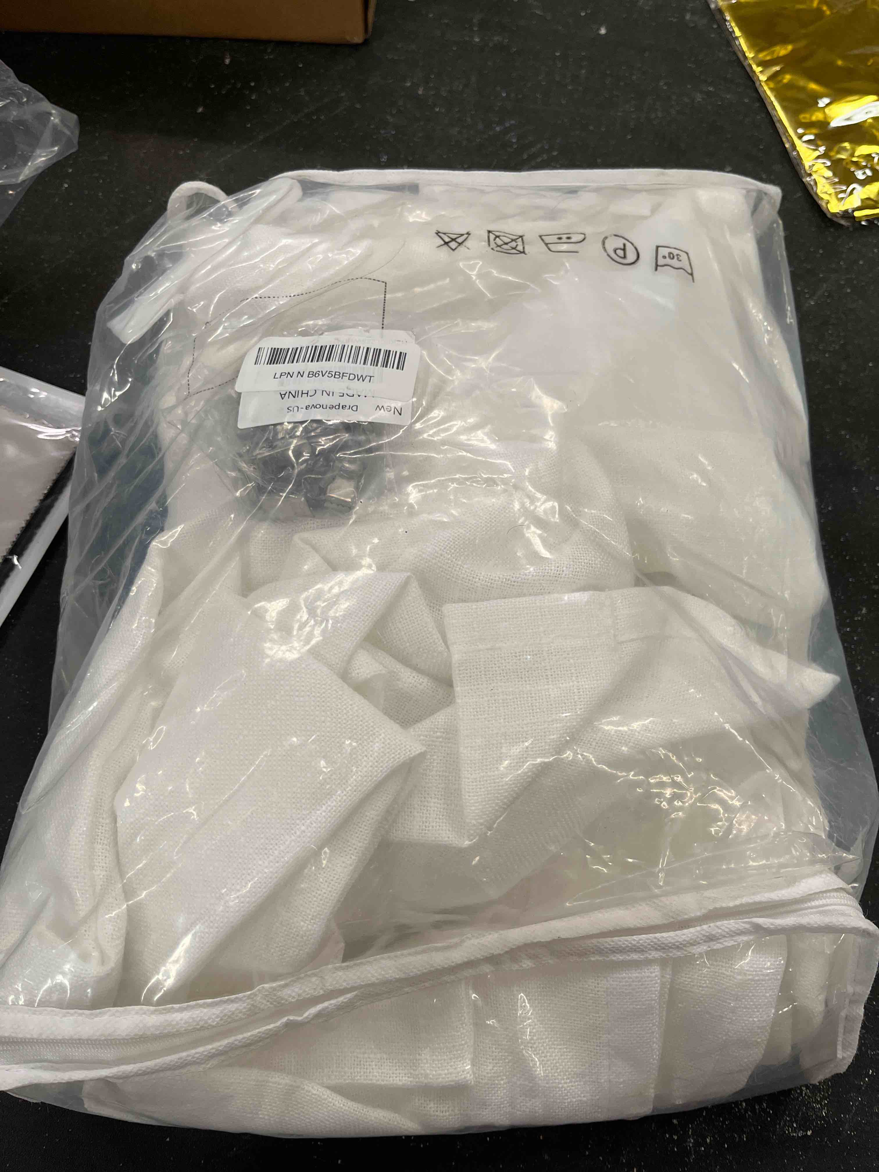 Condition photo showing Good Condition for beige linen white pinch pleated curtains 84 inches long for living room farmhouse natural off-white textured weave memory trained window drapes light filtering scandinavian semi sheer curtain 2 panels beige white 40"w x 84"l (pack of 2)