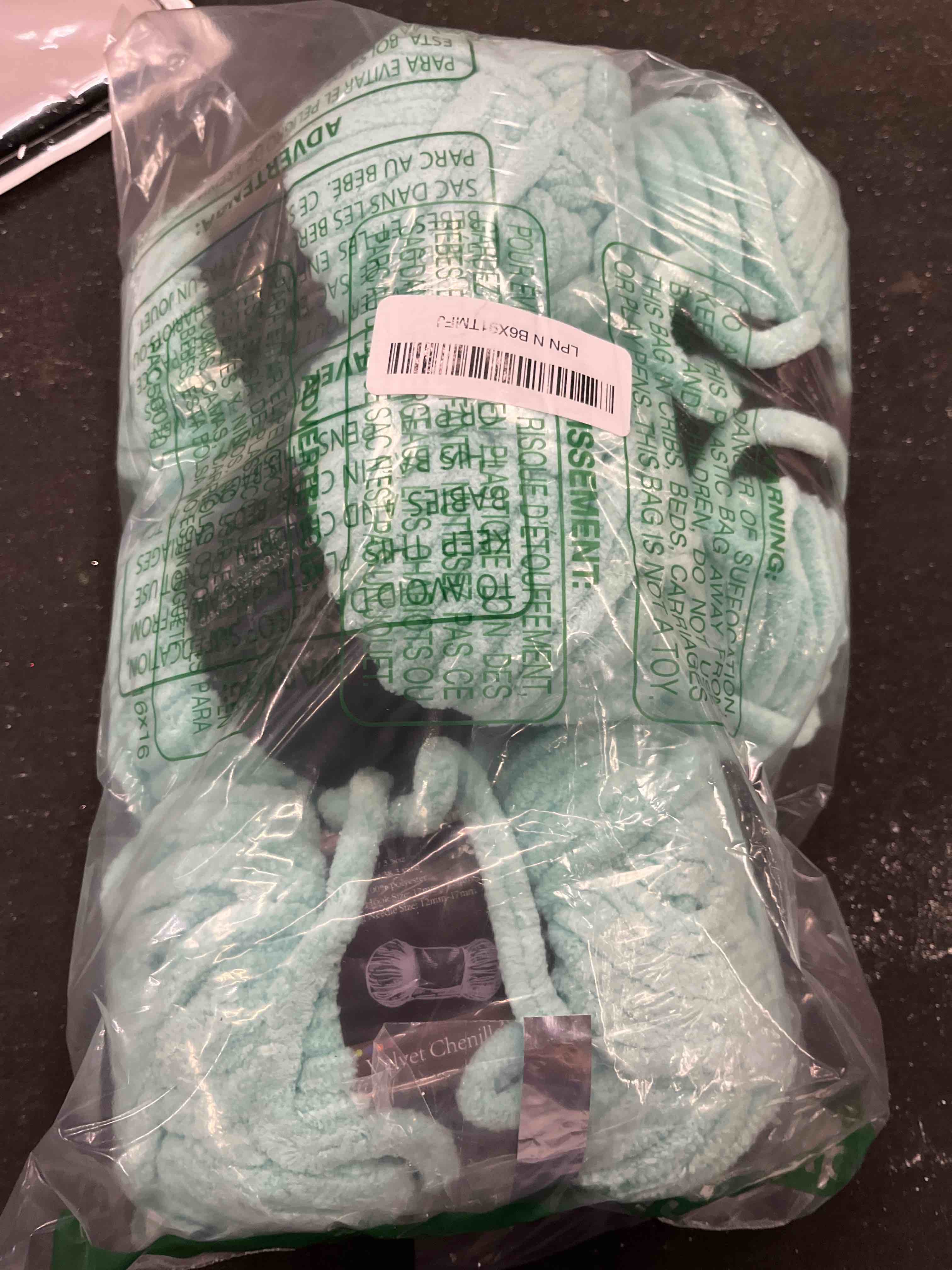 Condition photo showing Good Condition for 4-pack chunky yarn for crocheting blankets & big projects - 14oz/152.8yd total, ultra soft & bulky chenille yarn, perfect for blankets, amigurumi, aqua 4 aqua