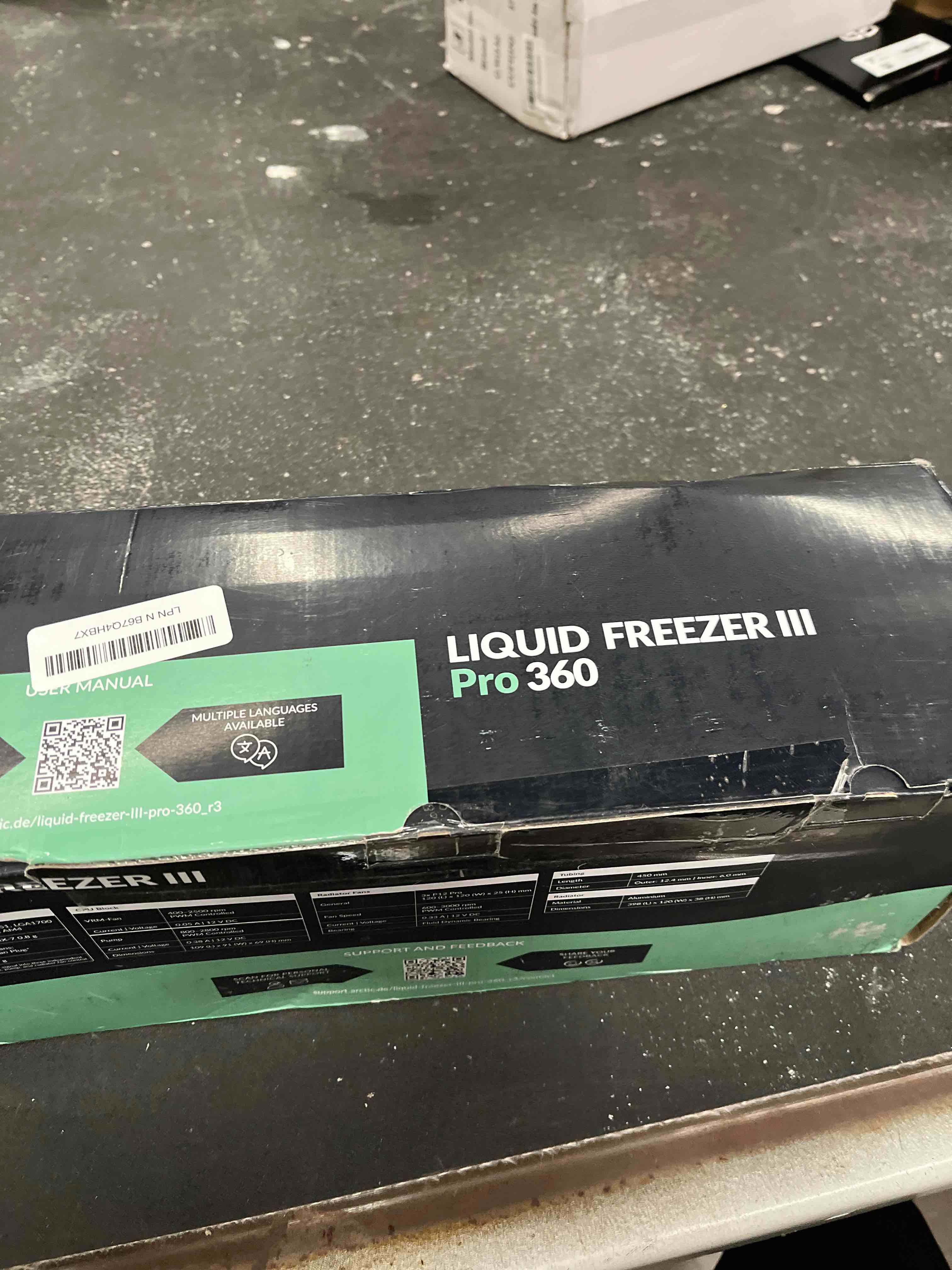 Condition photo showing Good Condition for arctic liquid freezer iii pro 360 - aio cpu cooler, 3 x 120 mm water cooling, 38 mm radiator, pwm pump, vrm fan, amd am5/am4, intel lga1851/1700 contact frame - black lfiii pro 360