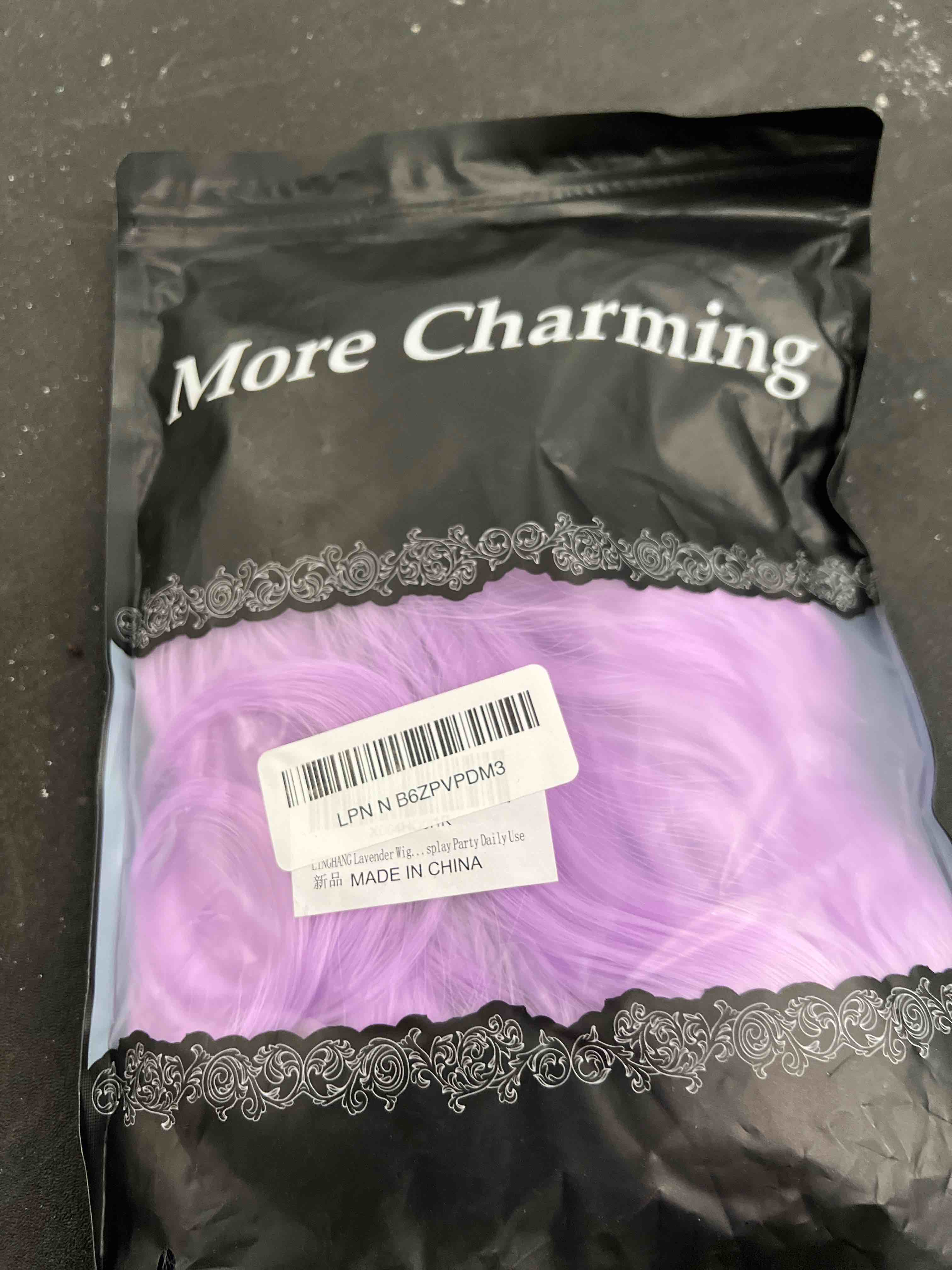 Condition photo showing Good Condition for purple wig with bangs short light purple wigs for women, lavender purple bob wavy wig synthetic cosplay wigs for party halloween party