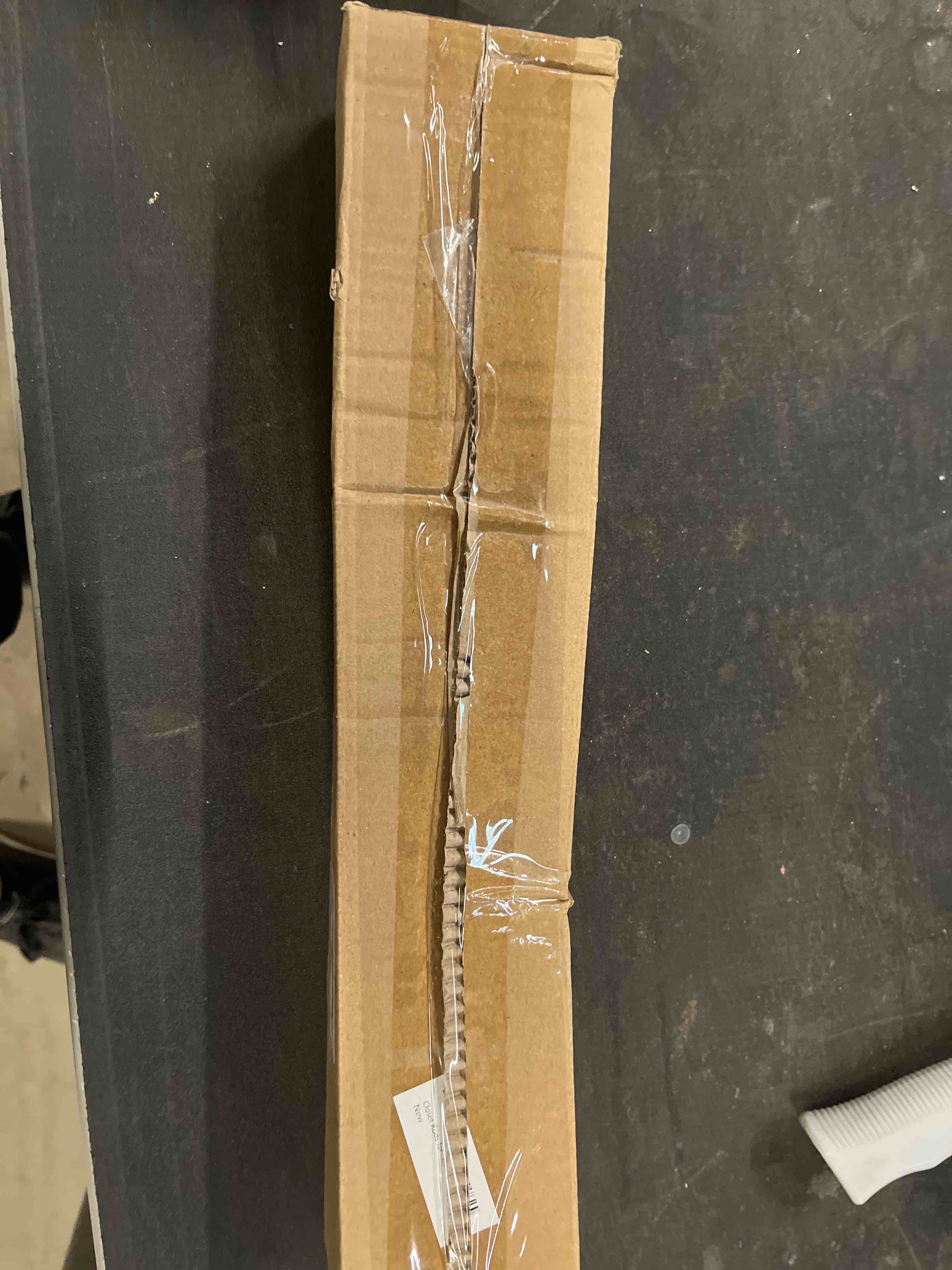 Condition photo showing Good Condition for closet rods for hanging clothes, 1.3 inch diameter heavy duty closet rod 17-39 inch adjustable clothes hanging bar matte white shower curtain rods for closet, wardrobes, bathroom, windows 17-39" matte white