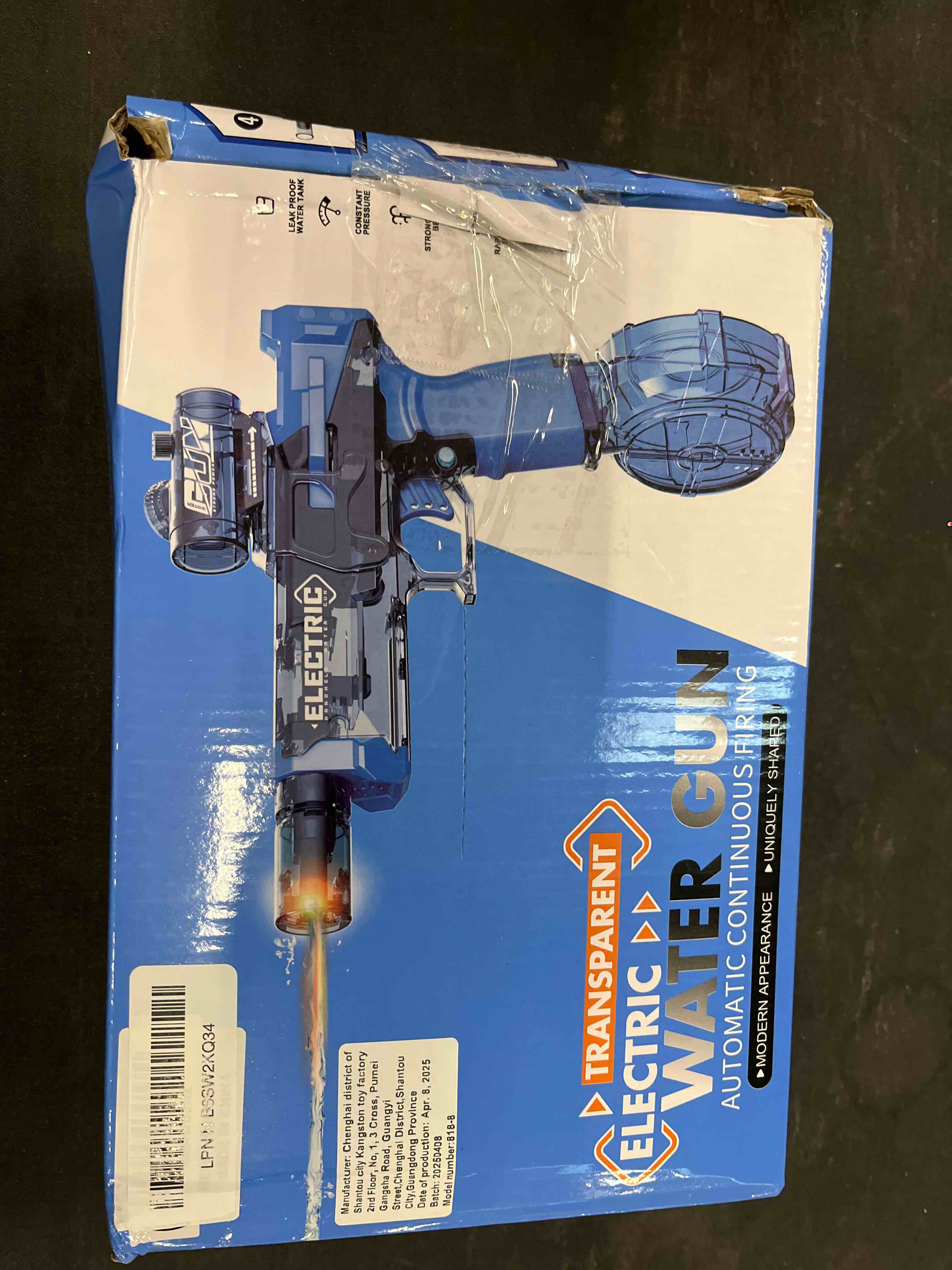 Condition photo showing Good Condition for super electric water gun with muzzle flash & recoil effect, powerful 480cc high capacity automatic squirt guns up to 32 ft range for swimming pool party beach outdoor activity