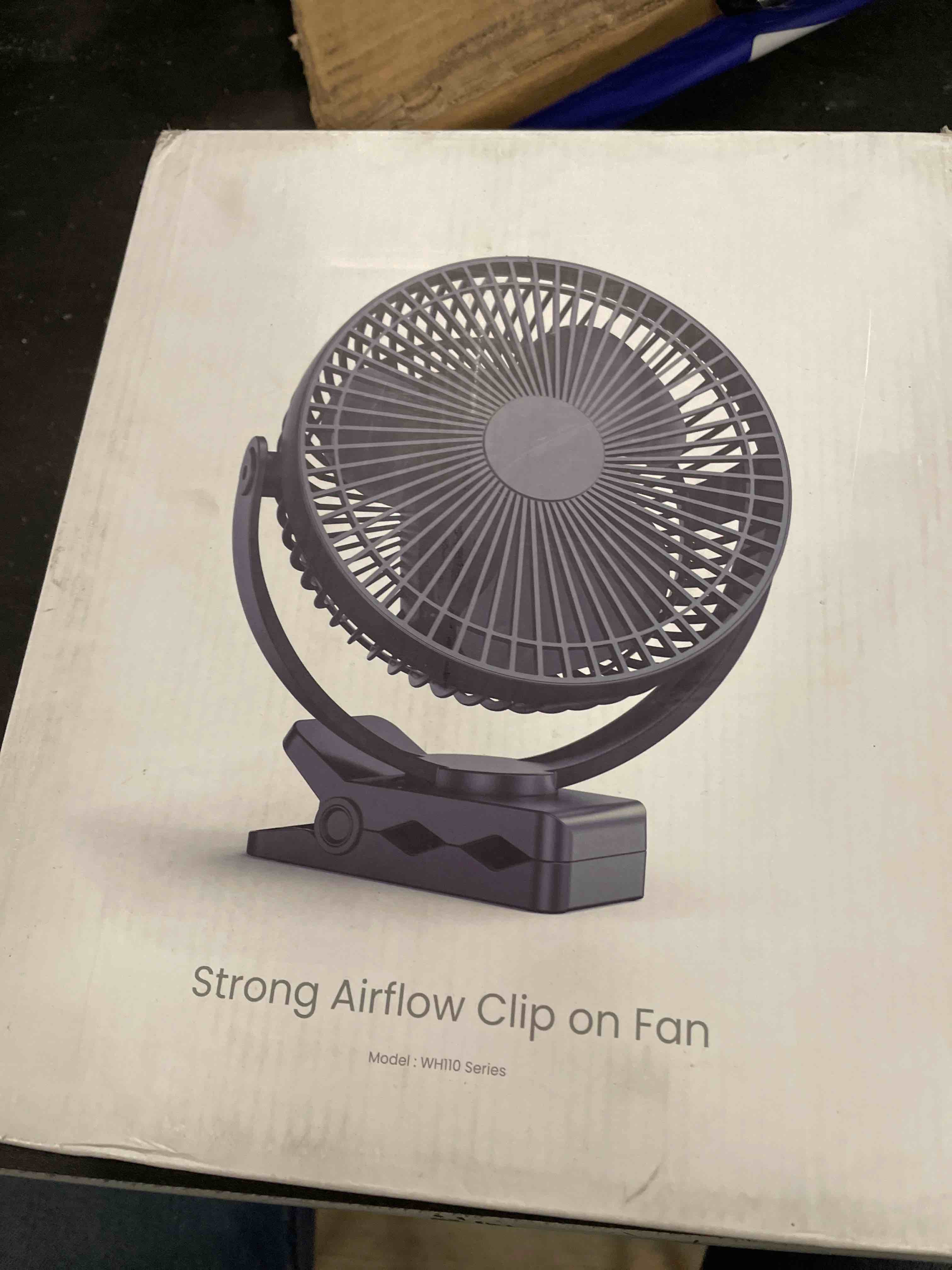 Condition photo showing Good Condition for koonie 10000mah clip on fan rechargeable, 8-inch battery operated desk fan, usb fan with 4 speeds, strong airflow sturdy clamp for golf cart office desk outdoor travel camping tent gym treadmill,black