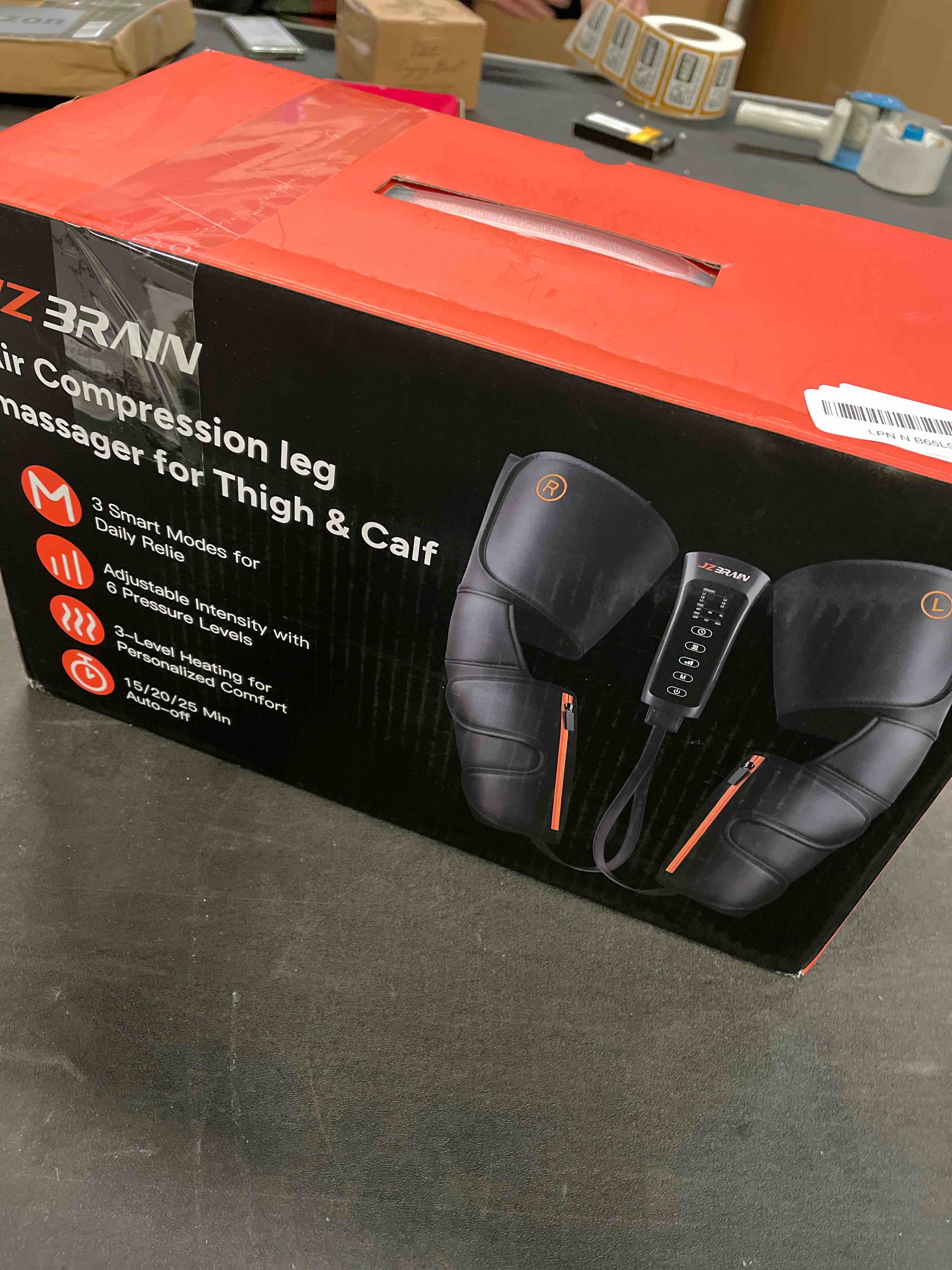 Condition photo showing Good Condition for air compression leg massager with heat : calf, knees & thigh recovery compression system for pain relief & circulation - sequential massager with 3 heat,3 modes & 6 intensities for daily use medium