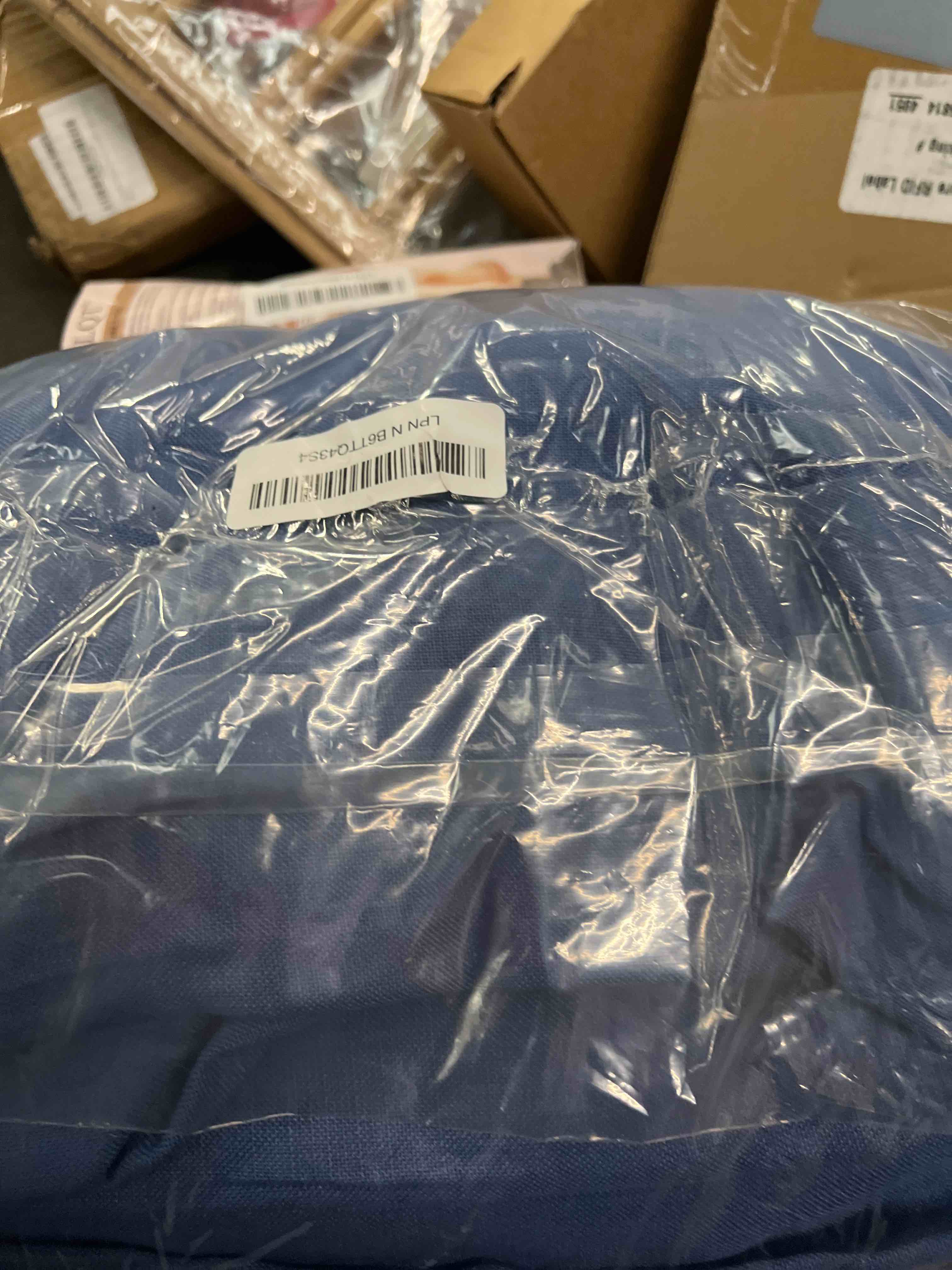 Condition photo showing Good Condition for classic blue linen curtains 84 inch length 2 panels for living room bedroom, light filtering sheer curtains 84 inches, modern farmhouse grommet semi sheer soft privacy drapes classic blue 52"w x 84"l (pack of 2)