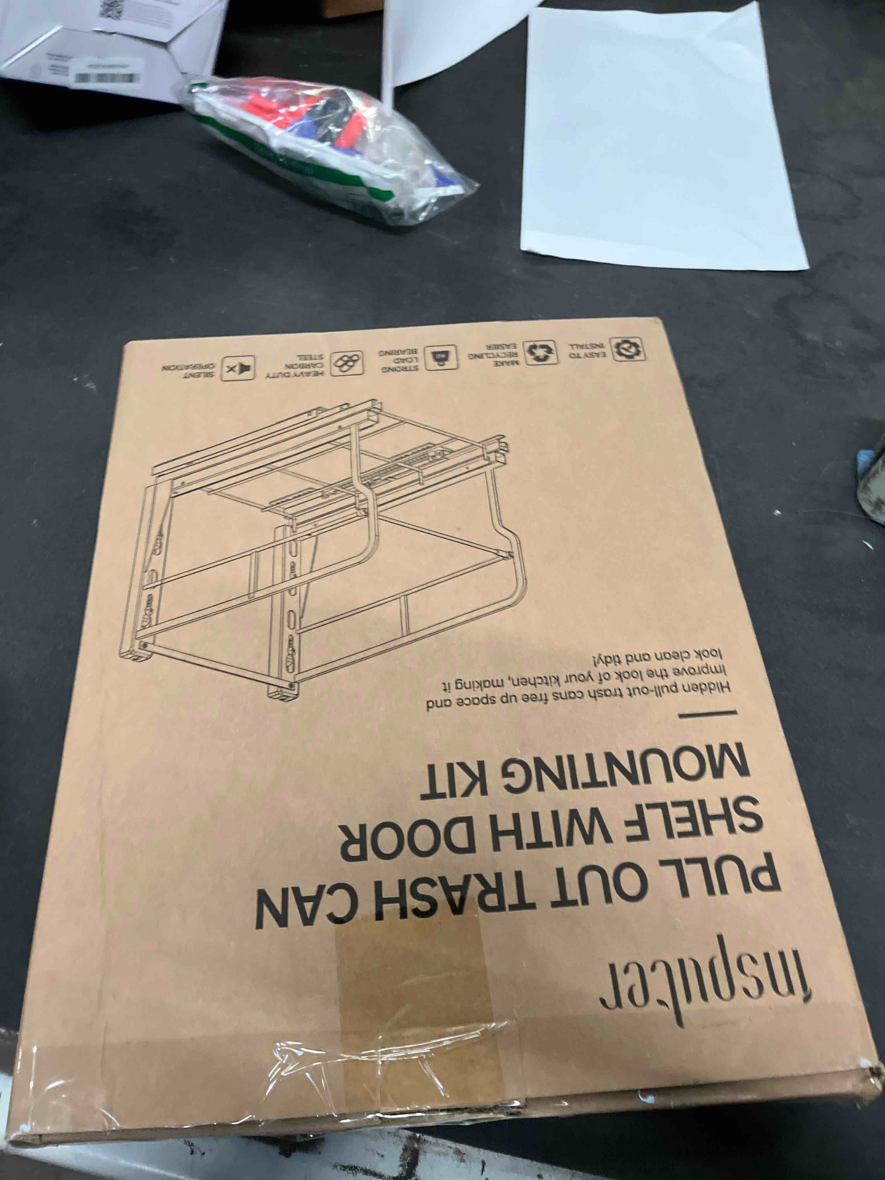 Condition photo showing Good Condition for insputer pull out trash can under cabinet with soft-close slides, heavy duty under sink trash can kit for kitchen, garbage can not included, requires minimum cabinets opening 12" w x 18" d single silver