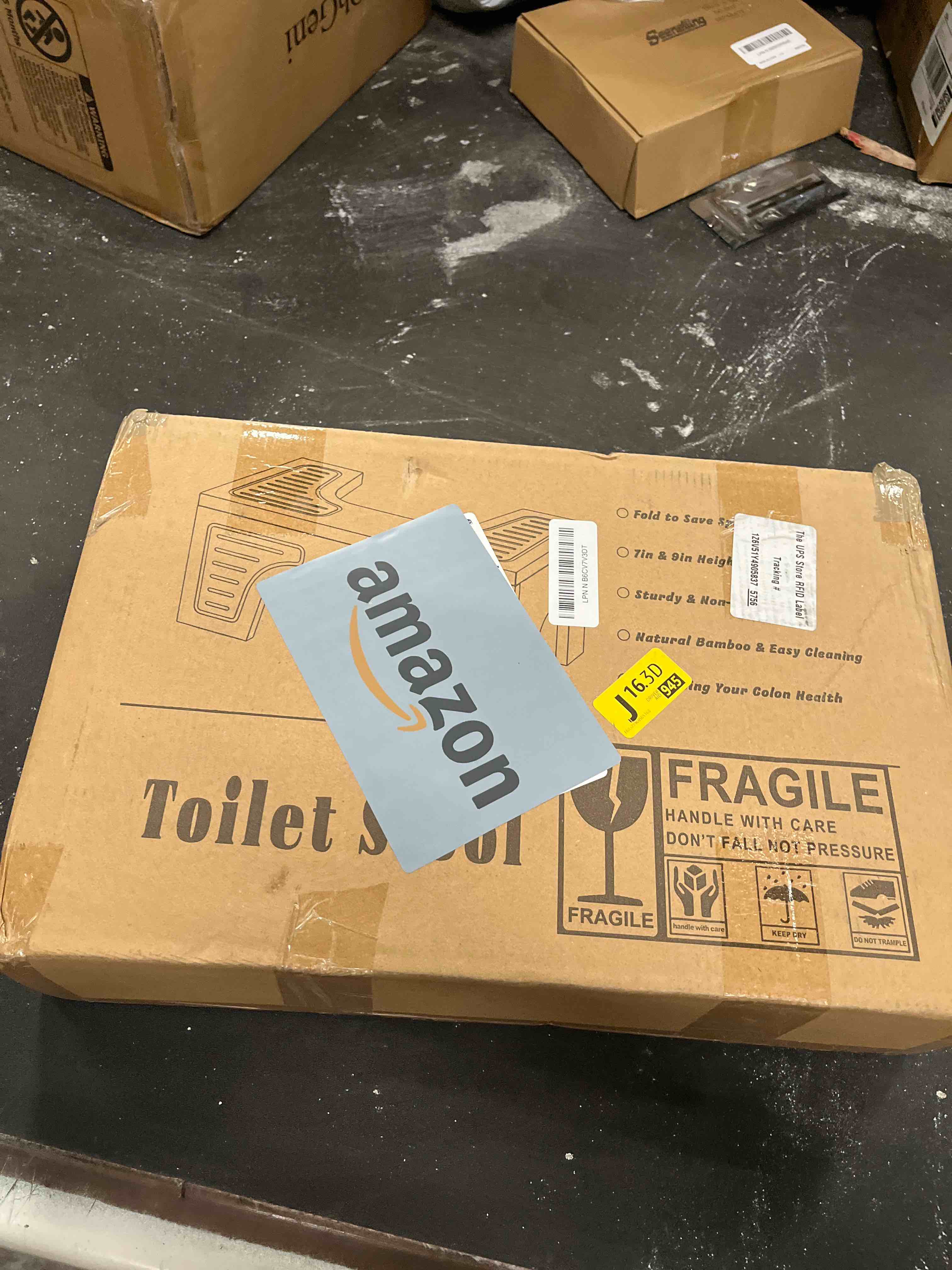 Condition photo showing Good Condition for foldable toilet stool squat for adults and kids, 7" & 9" adjustable heights bamboo flip poop stool with anti-slip layer for bathroom - improve squatting posture[no installation required] burlywood