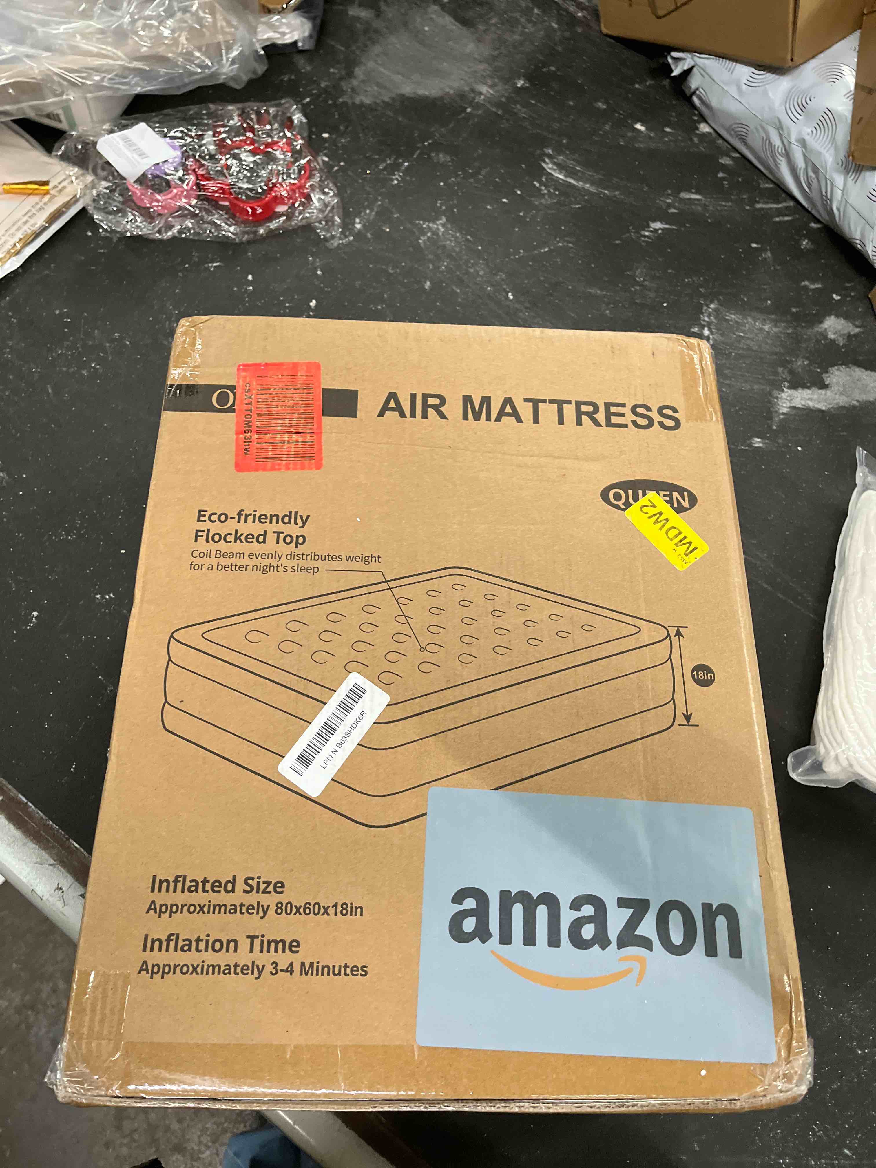 Condition photo showing Good Condition for ohgeni air mattress queen with built in pump, inflatable mattress blow up mattress 18 raised comfort,upgraded surface portable bed, air bed for home, guest, camping, colchone inflable, 650 lbs queen 18''(standard height)