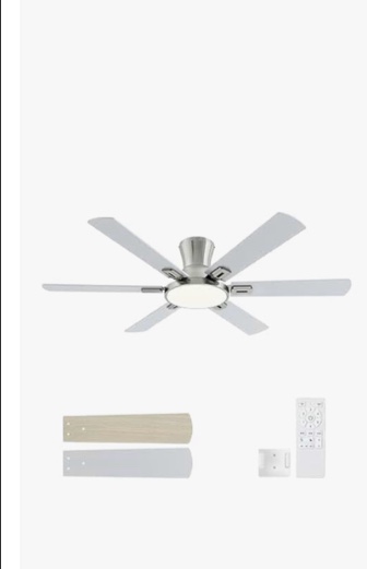 52 inch brushed nickel ceiling fans with lights and remote,flush mount low profile 6 blades ceiling 
