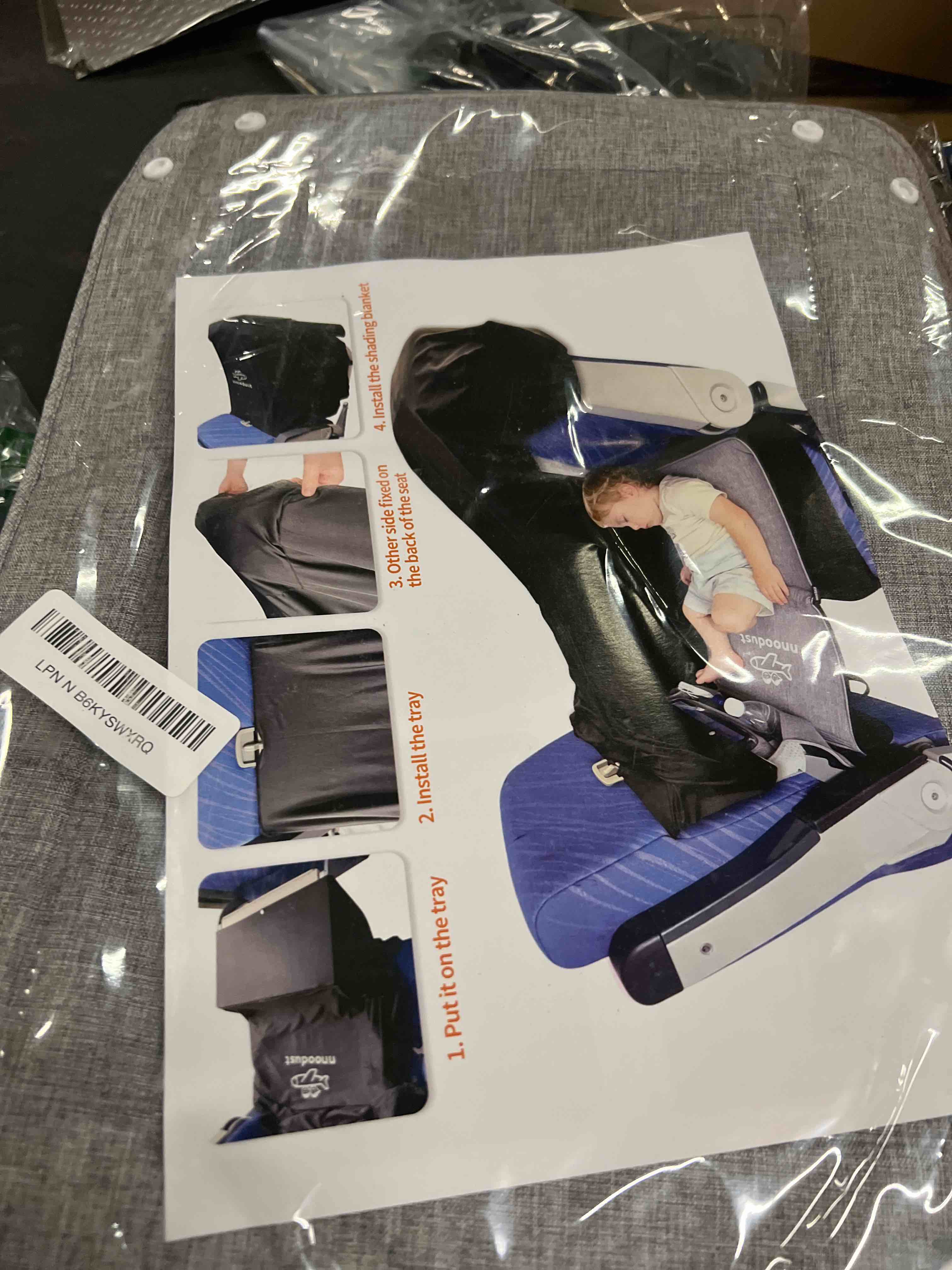 Condition photo showing Good Condition for toddler airplane bed for toddler with tray cover can turn into bag, toddler airplane seat extender for kids, baby airplane bed baby travel essentials for flying, toddler travel bed