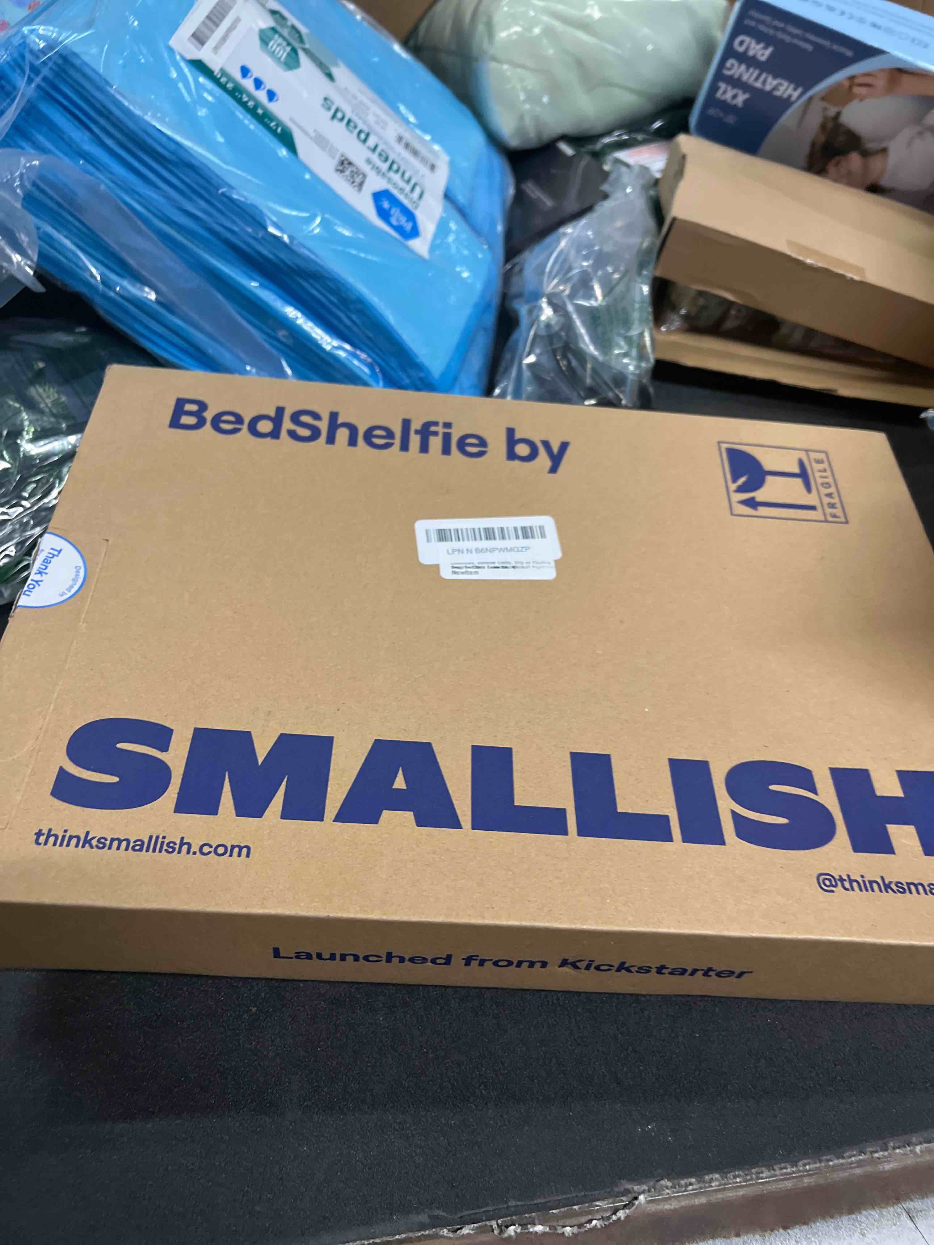 Condition photo showing Good Condition for bedshelfie bedside shelf for dorm room bunk bed & top bunk, college dorm room essentials, bedside caddy, clip on floating tray, bed side table storage, loft nightstand decor - dorm essential, white white dormessential (15.1 x 10.5 inches)