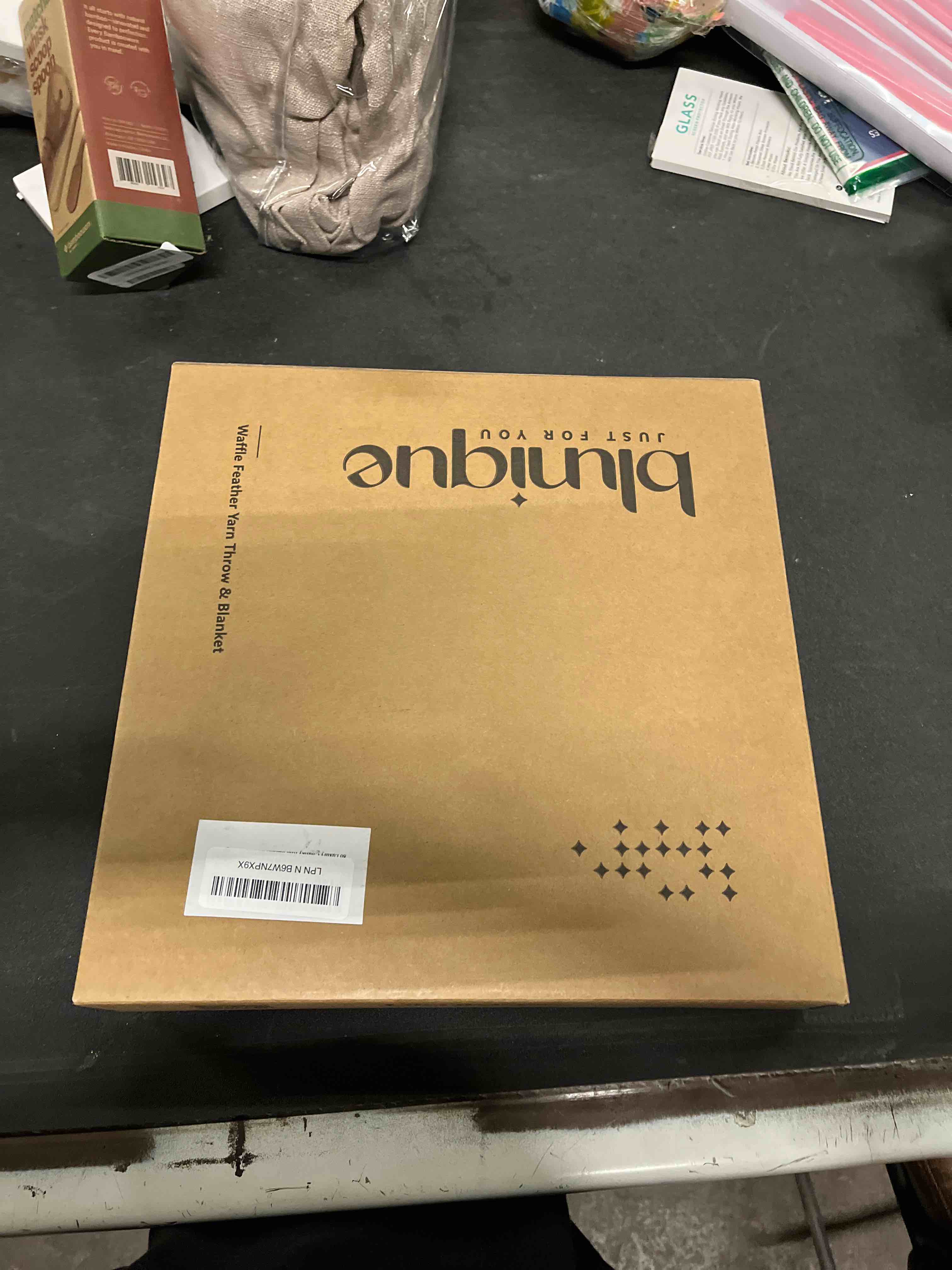 Condition photo showing Good Condition for waffle knit blanket twin size, luxury cozy chunky knit twin blanket for couch, 60 x 80 inch thick ultra-soft feather yarn knitted blankets for sofa, bed, home decor - sage twin 60 x 80 sage