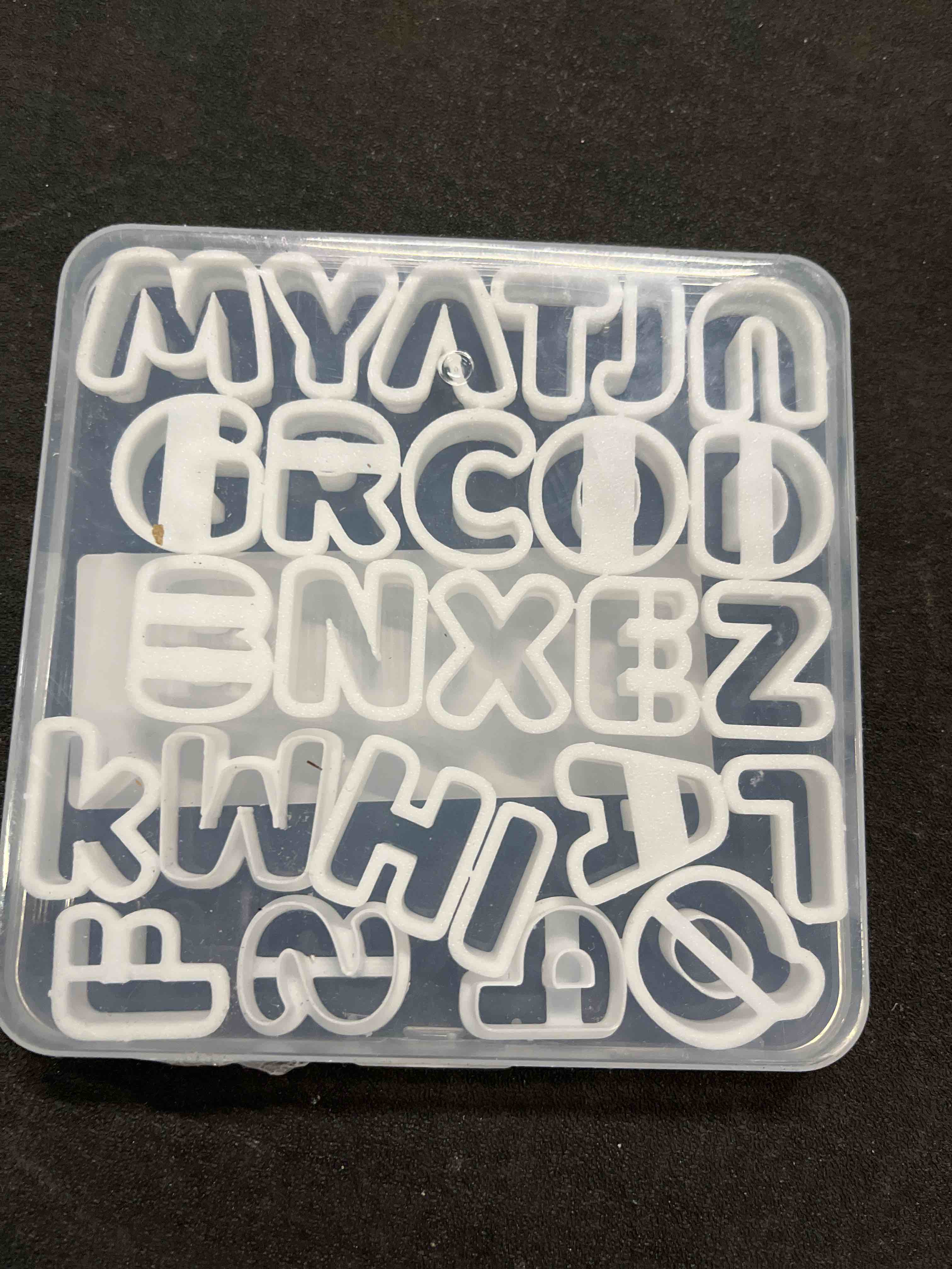 Condition photo showing Good Condition for xaekicr alphabet polymer clay cutters: 26 pcs, letter designs for polymer clay jewelry,letter clay molds for diy custom clay earrings m color
