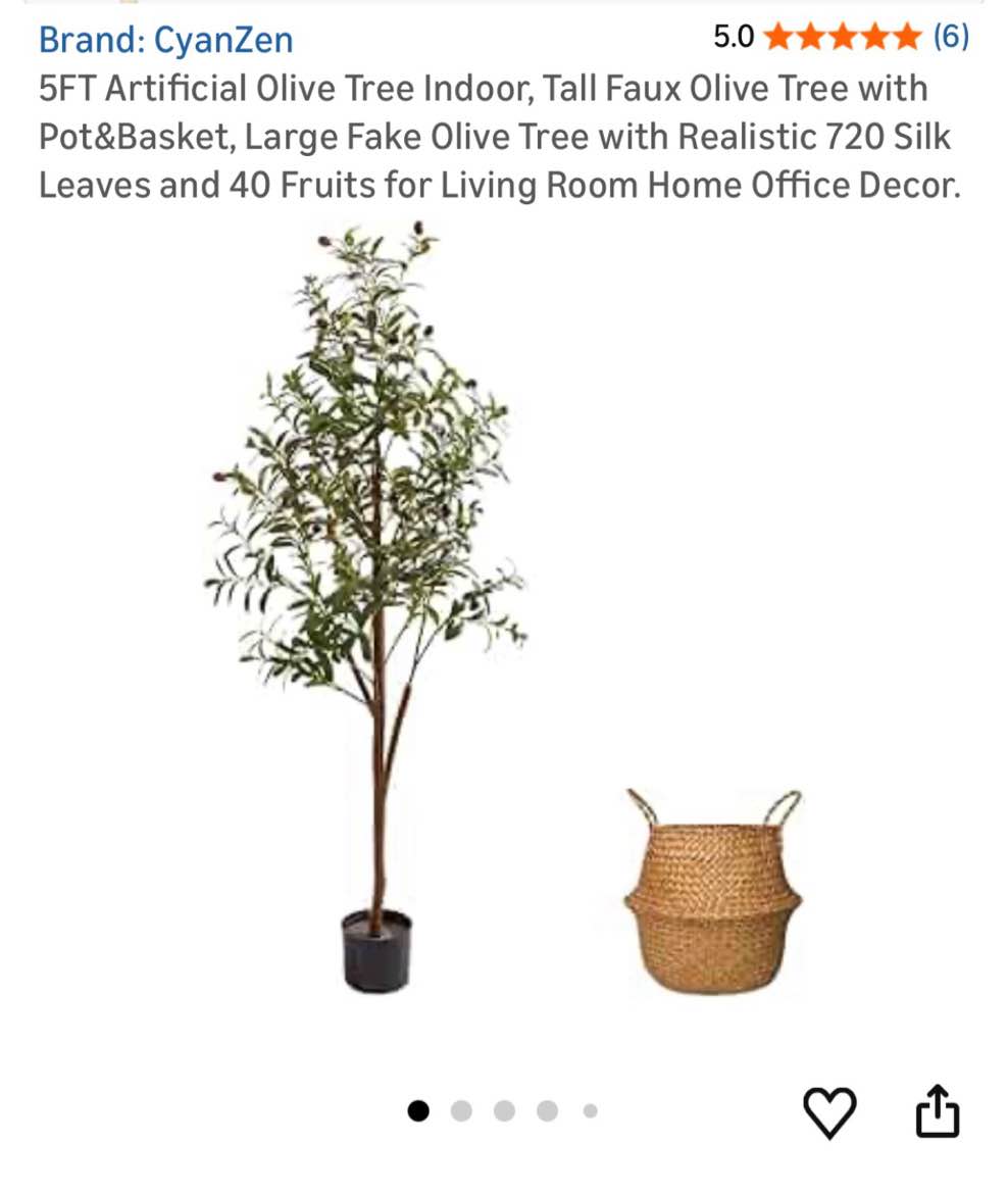 Condition photo showing Good Condition for olive trees artificial indoor, 5ft tall faux olive tree with moss and planter, artificial plants ind