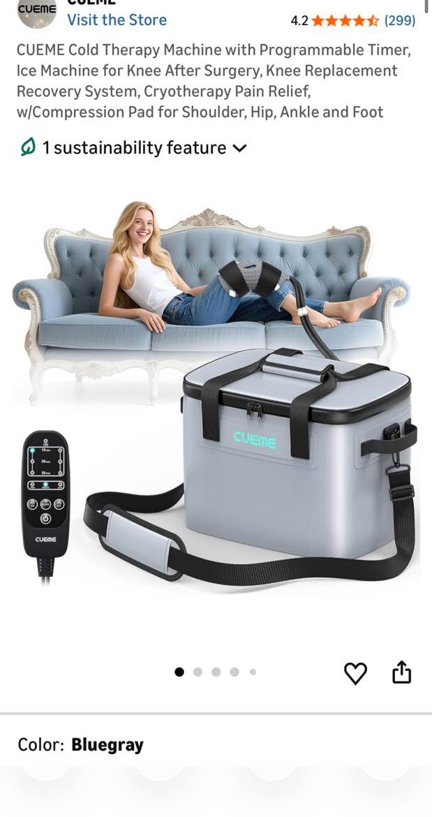 Condition photo showing Good Condition for cueme cold therapy machine with programmable timer, ice machine for knee after surgery, knee replace