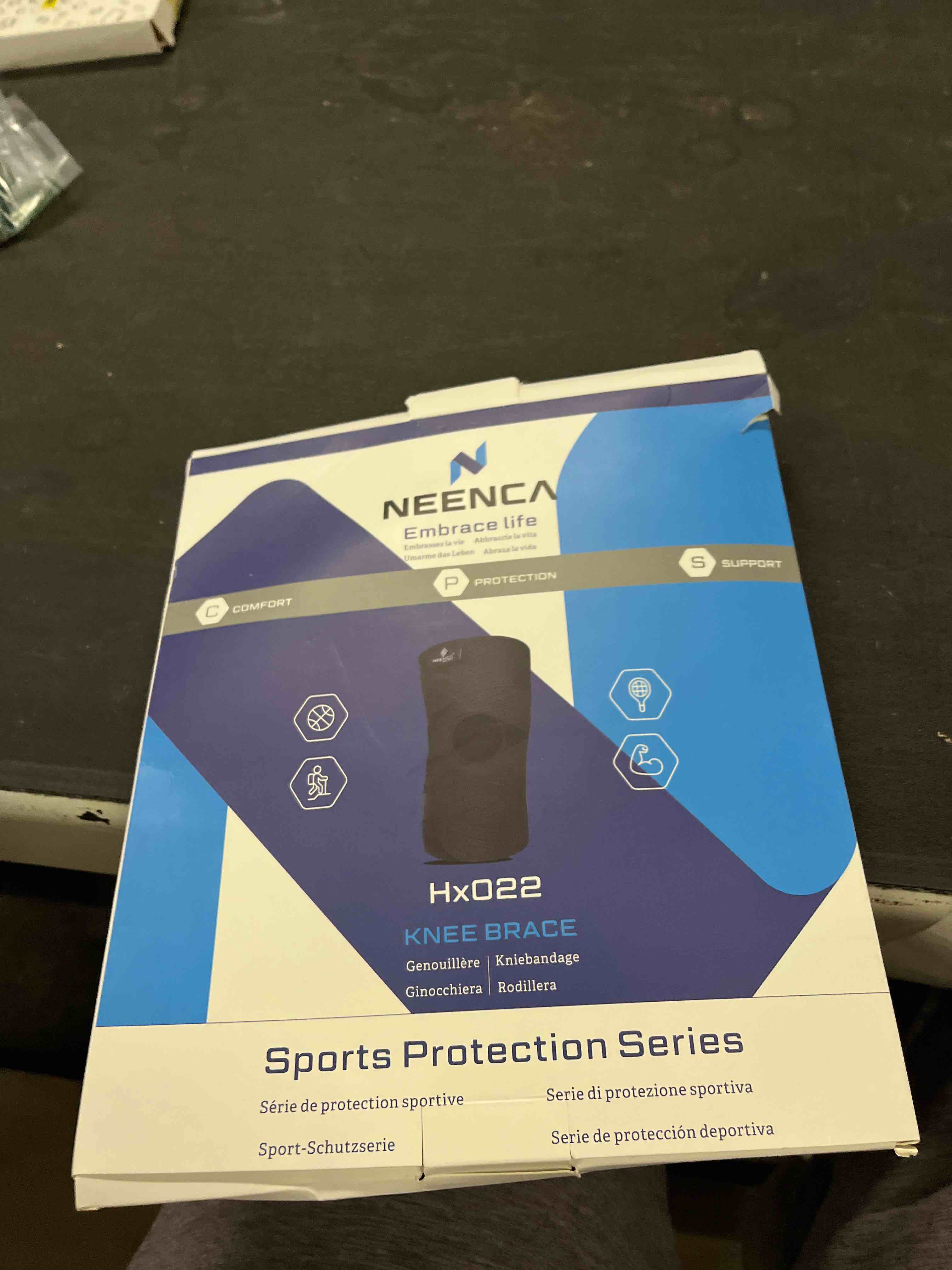 Condition photo showing Good Condition for neenca knee brace for knee pain, compression knee support with air mesh fabric, adjustable knee wrap with side stabilizers, ultra-soft bandage for elderly, meniscus tear, acl, arthritis relief, hiking xxx-large black