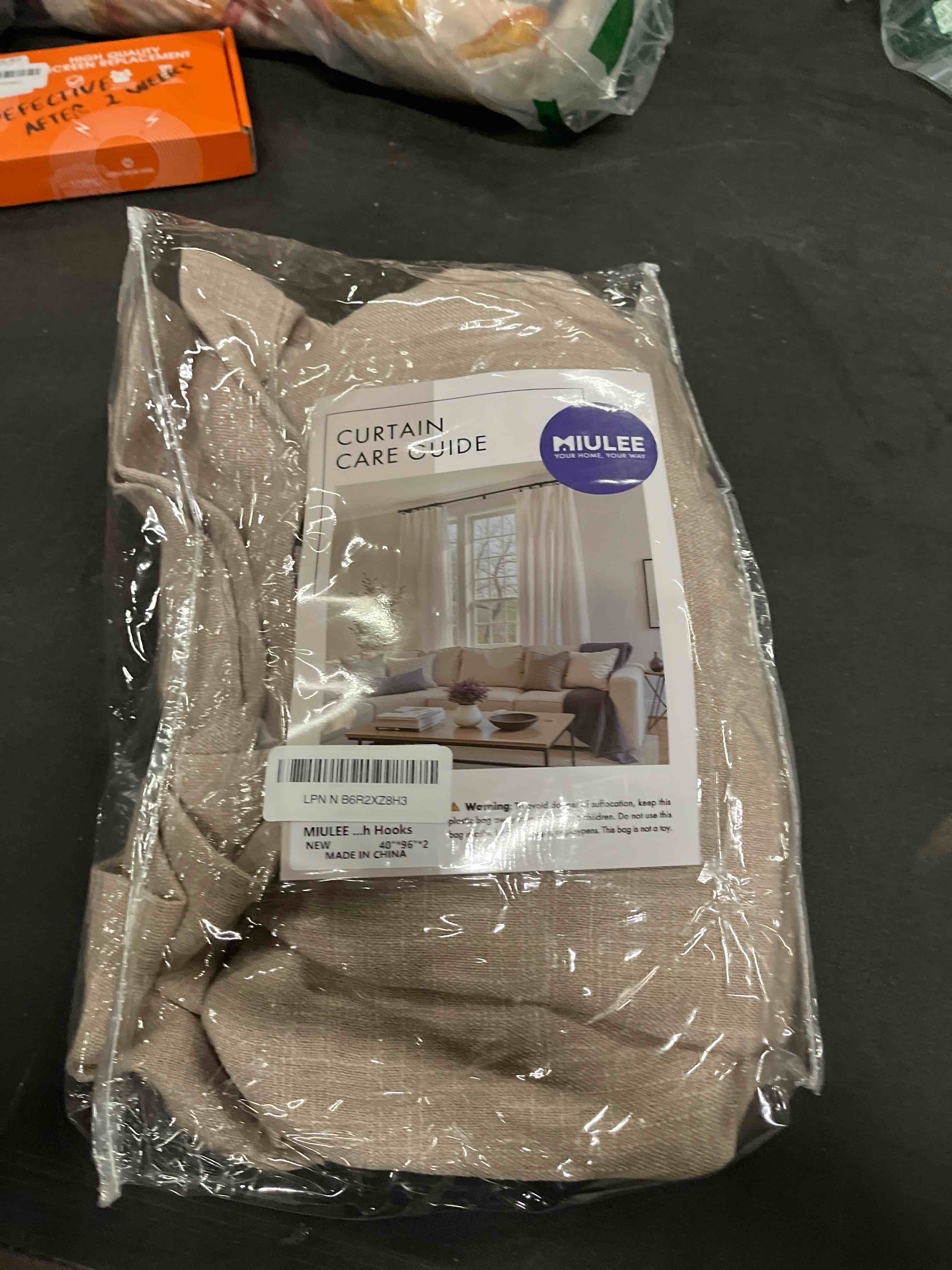 Condition photo showing Good Condition for miulee pinch pleated thick linen curtains 96 inches long 2 panels for living room bedroom, linen memory trained drapes back tab light filtering country farmhouse burlap brown curtains with hooks 40"w x 96"l (pack of 2) linen brown