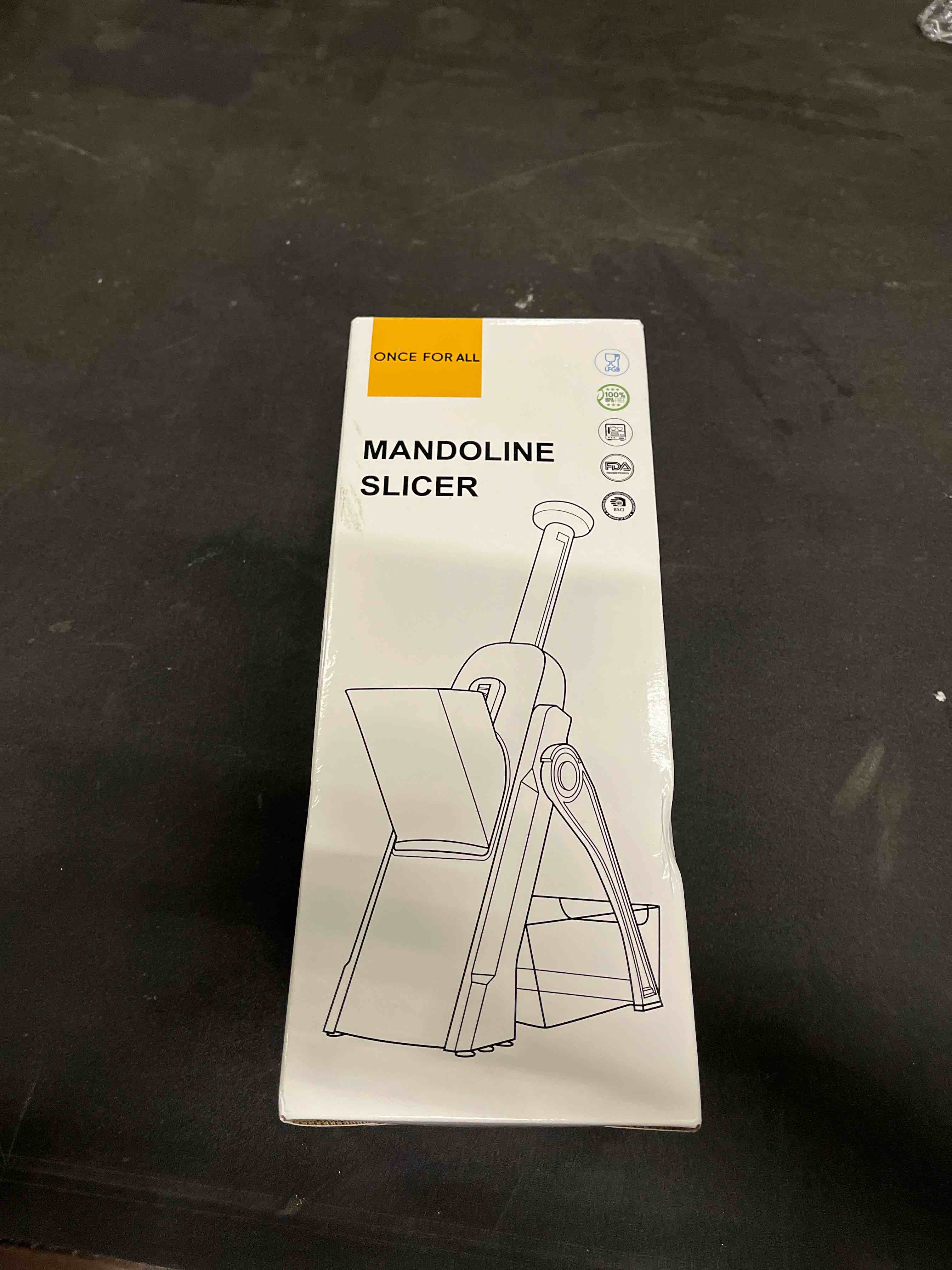 Condition photo showing Good Condition for once for all upgrade safe mandoline slicer plus, adjustable vegetable food chopper potato fries french fry cutter, detachable blade, kitchen chopping artifact, new kitchen gift (darkgray)