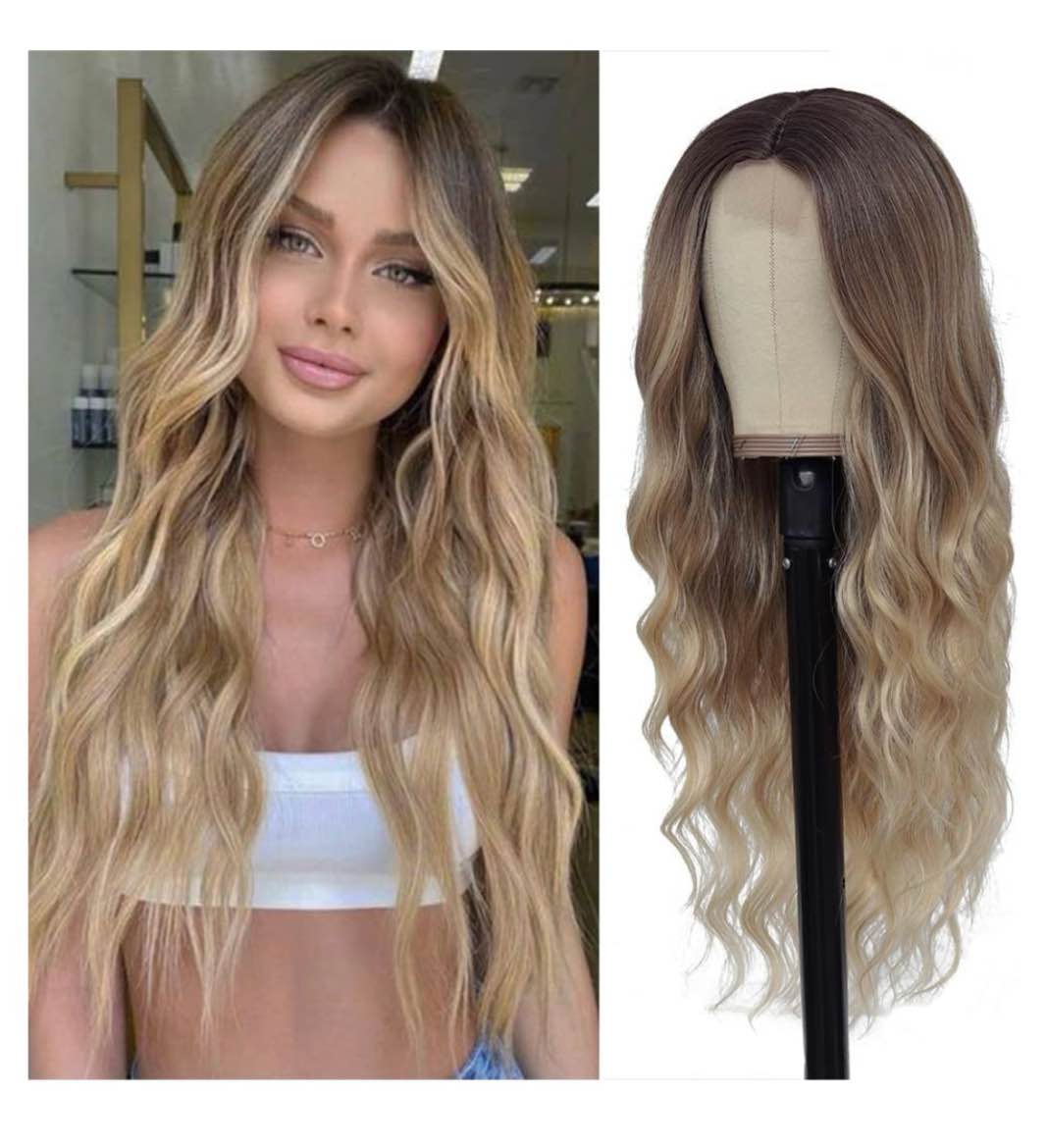 hmhifi long ombre blonde wigs for women 26 inch long wavy middle part wig ombre blonde wigs upgraded