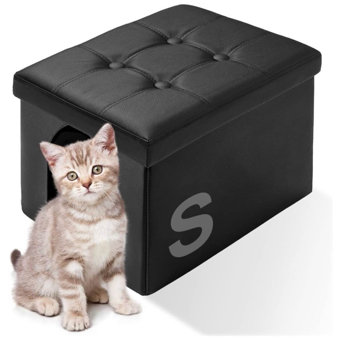 meexpaws cat litter box enclosure furniture hidden for small cat, washroom bench cabinet |16 x 12x13