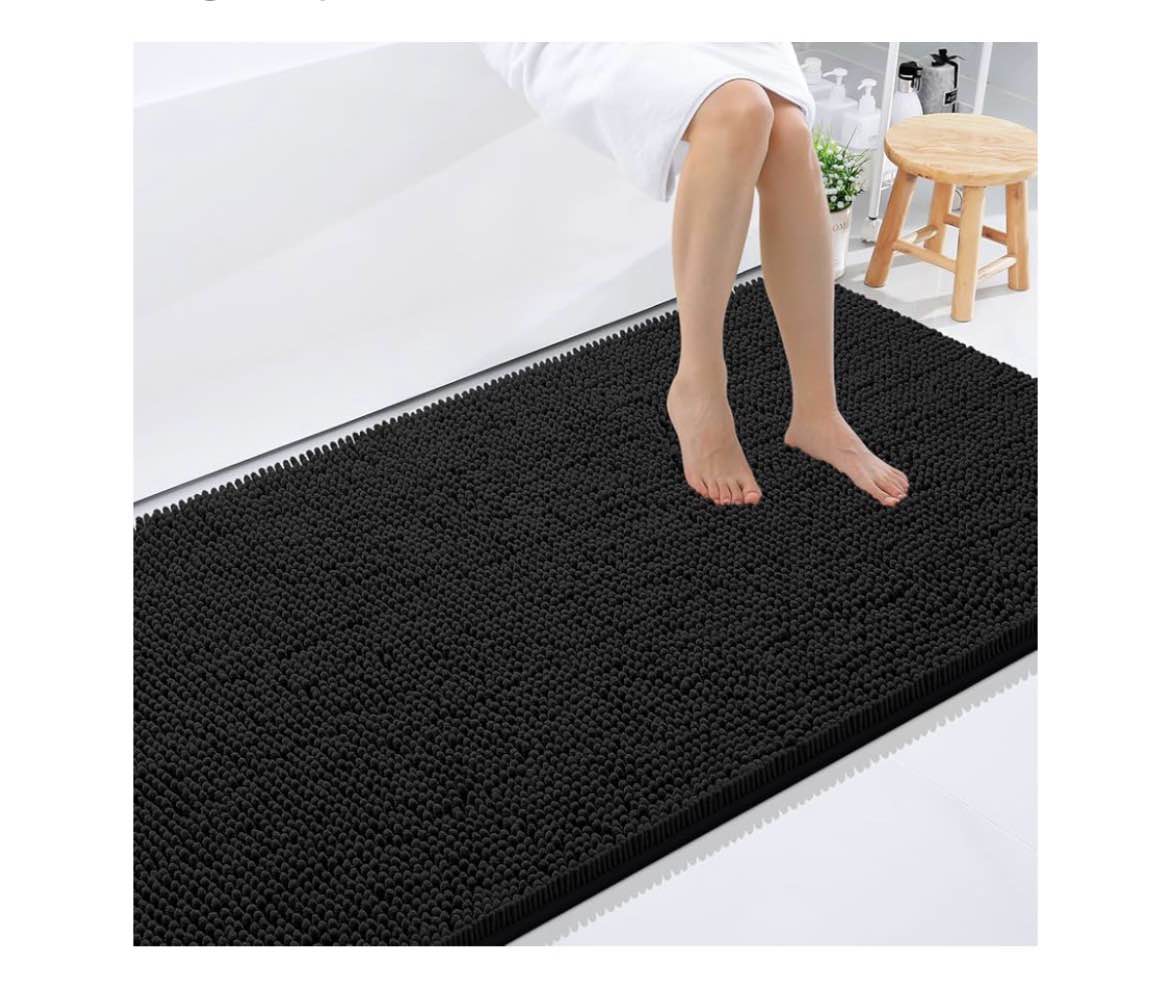 Smiry Luxury Chenille Bathroom Rugs 44x24, Extra Soft and Absorbent Shaggy Bath Mat, Machine Washabl