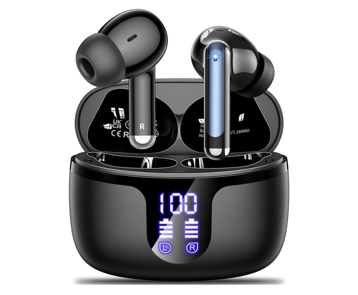 wireless earbuds, bluetooth 5.4 headphones hifi stereo, bluetooth earbuds with enc noise cancelling 