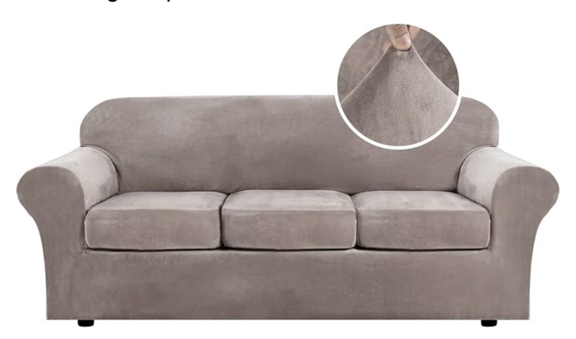 h.versailtex modern velvet plush 4 piece high stretch sofa slipcover sofa cover furniture protector 