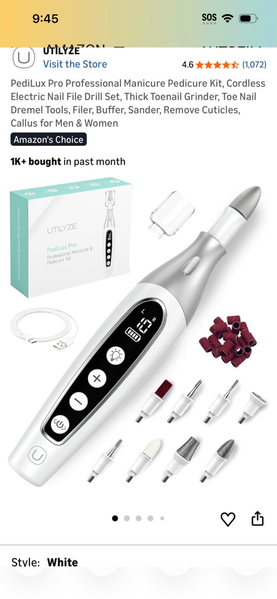 manicure pedicure kit with case, professional nail grinder for senior thick toenail, cordless electr