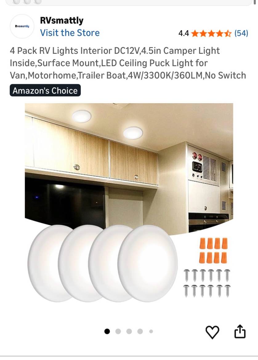 Condition photo showing Good Condition for konpway 12v led lights for rv camper van trailer - 3w warm white 2800k 270 lumen low voltage recesse