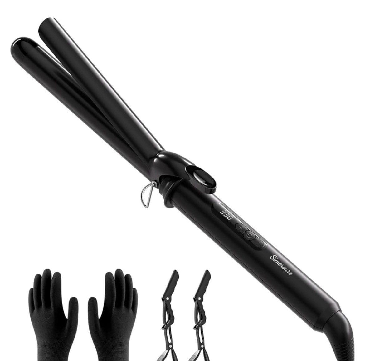 curling iron 1 inch, long barrel ceramic hair wand, fast heating hair curler with 12 heat settings w