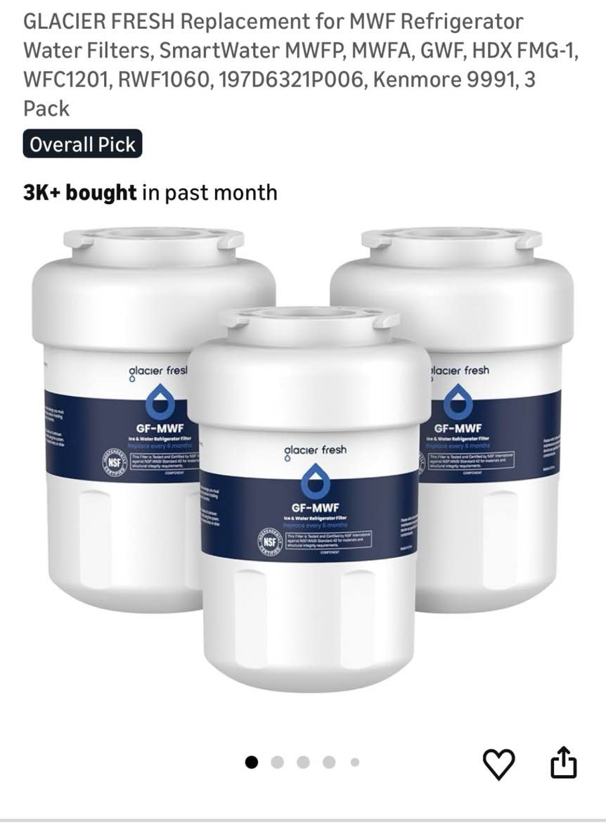 Condition photo showing Good Condition for glacier fresh replacement for mwf refrigerator water filters, smartwater mwfp, mwfa, gwf, hdx fmg-1,