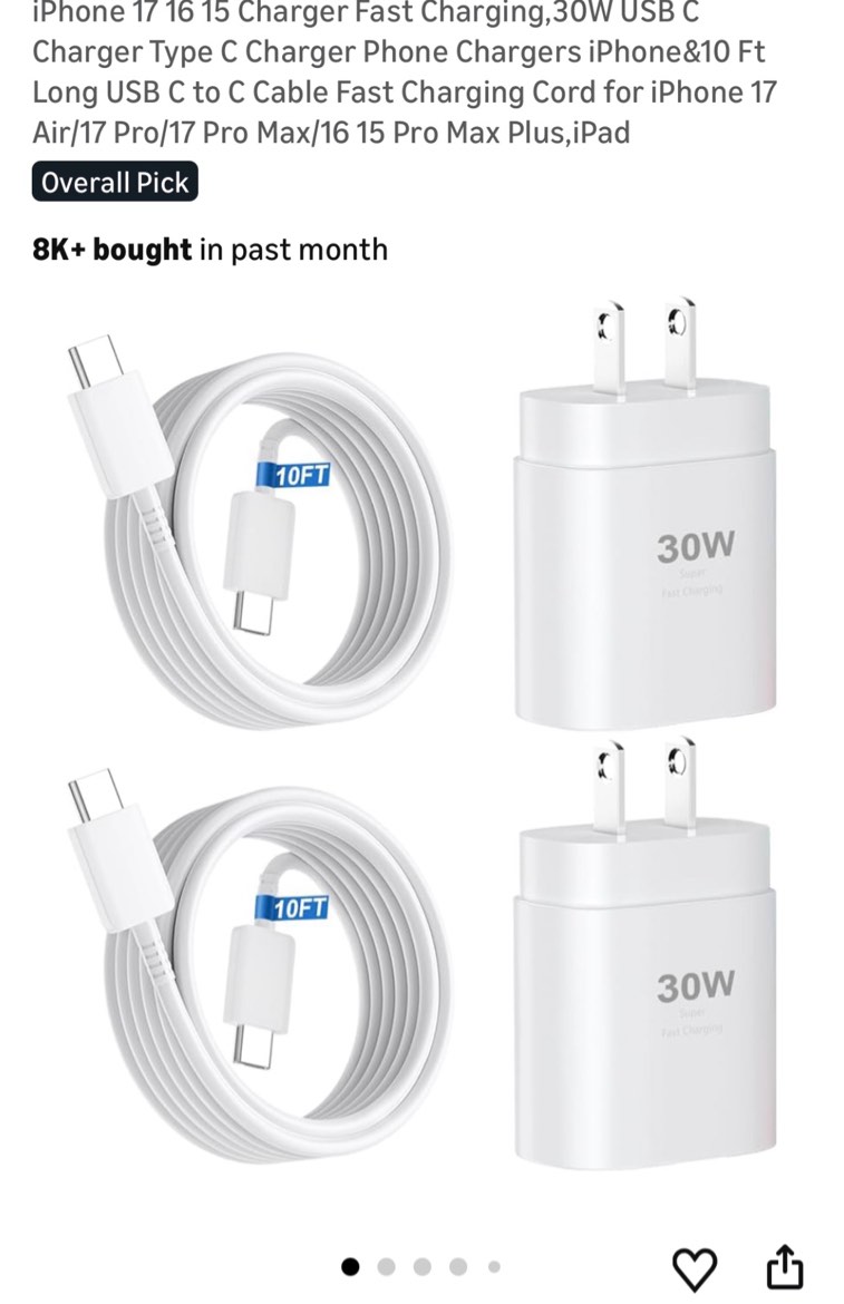 iphone 17 16 15 charger fast charging,30w usb c charger type c charger phone chargers iphone&10 ft l