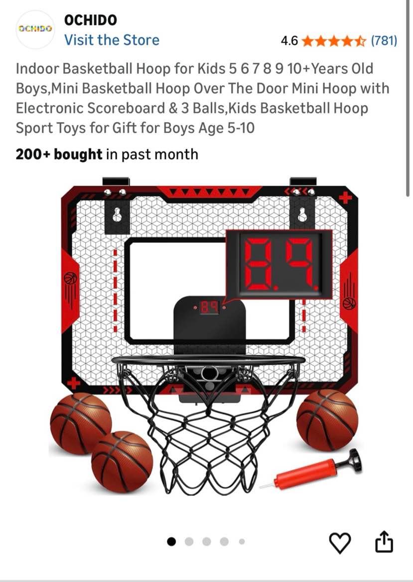 indoor basketball hoop for kids 5 6 7 8 9 10+years old boys,mini basketball hoop over the door mini 