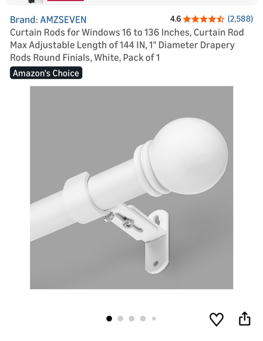 Condition photo showing Good Condition for 2 pack white curtain rods for windows 30 to 56 inch, 1" boho decorative drapery rod with twine wrapp