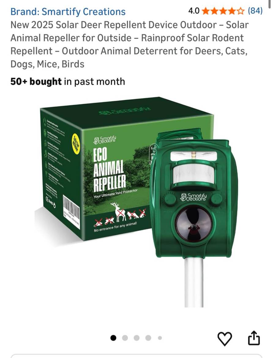 Smartify Creations New 2025 Solar Deer Repellent Device Outdoor – Solar Animal Repeller for Outside 