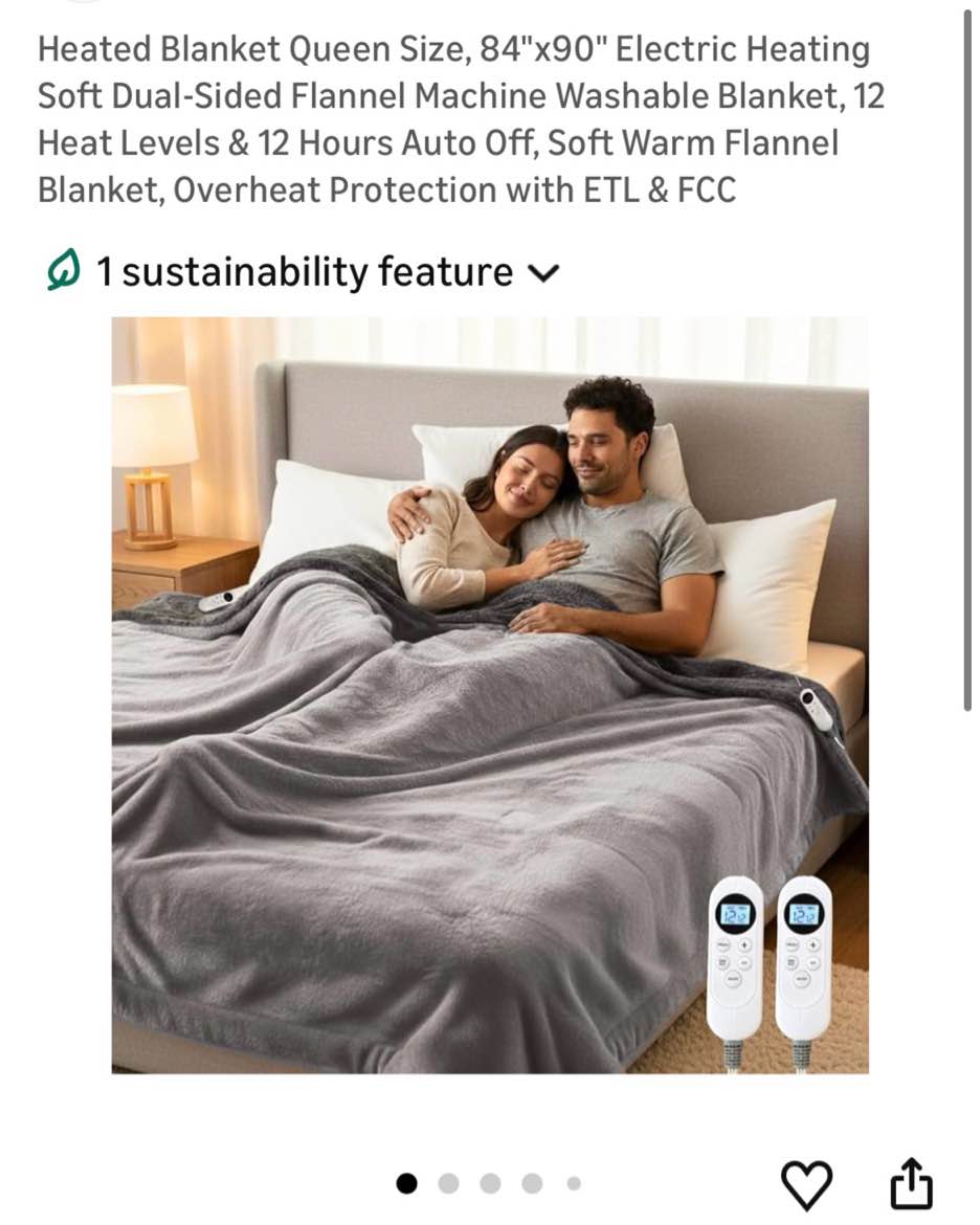 yustal electric heated blanket queen size 84x90 inch - super soft flannel, 10 heat settings, 1-12h a