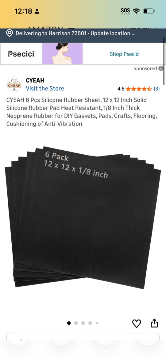 Condition photo showing Good Condition for cyeah 6 pcs silicone rubber sheet, 12 x 12 inch solid silicone rubber pad heat resistant, 1/8 inch t