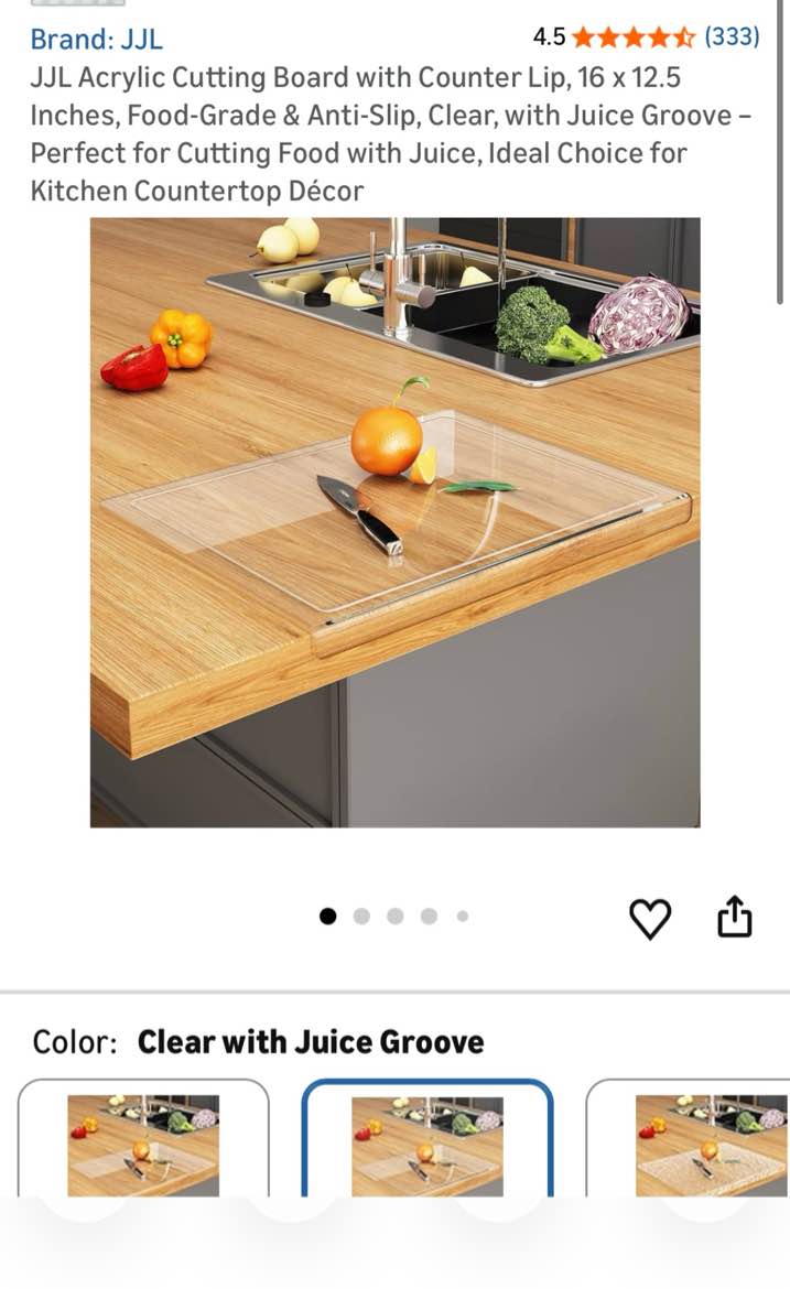 acrylic cutting board with juice groove, non slip clear cutting board with counter lip, 17.5x13.5 in
